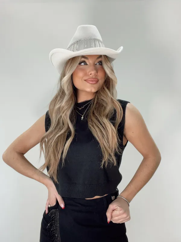 Ivory Rhinestone Cowgirl Hat sold by LANE 201