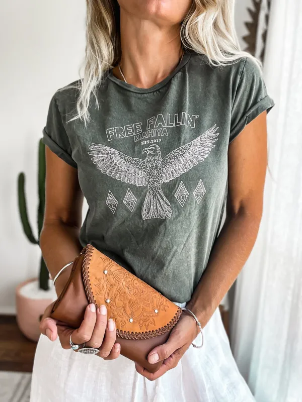 Free Fallin Organic Cotton Tee - Emerald sold by Mahiya