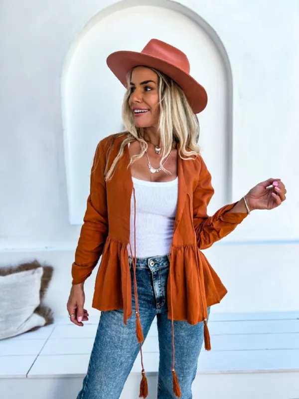 Chaima Linen Jacket sold by Mahiya