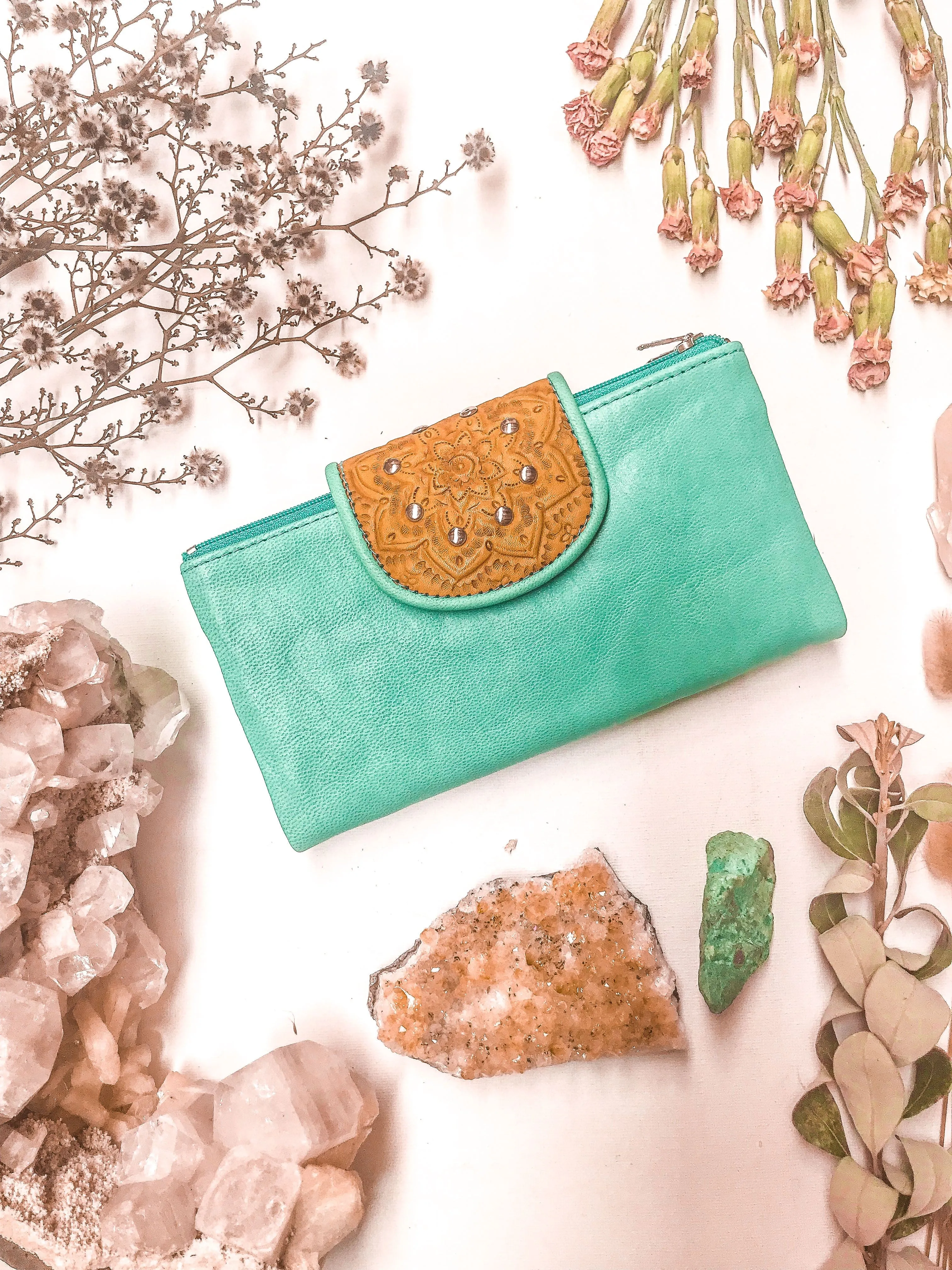 WS - Farah Wallet - Tan / Turquoise / Choc sold by Mahiya product image thumbnail 3