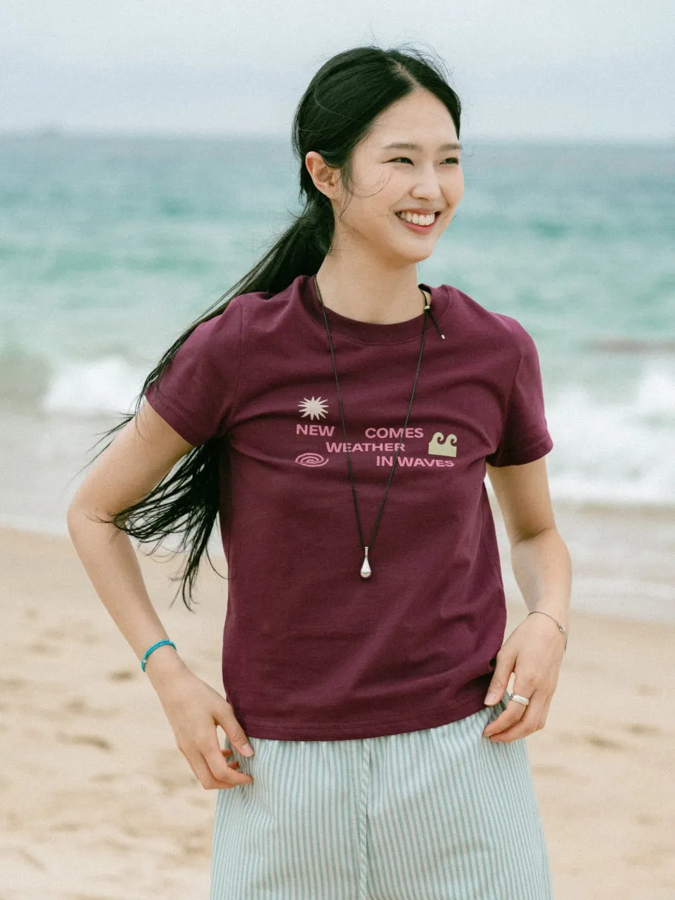 Weather in Waves Tee (Merlot) sold by Havehad product image thumbnail 2