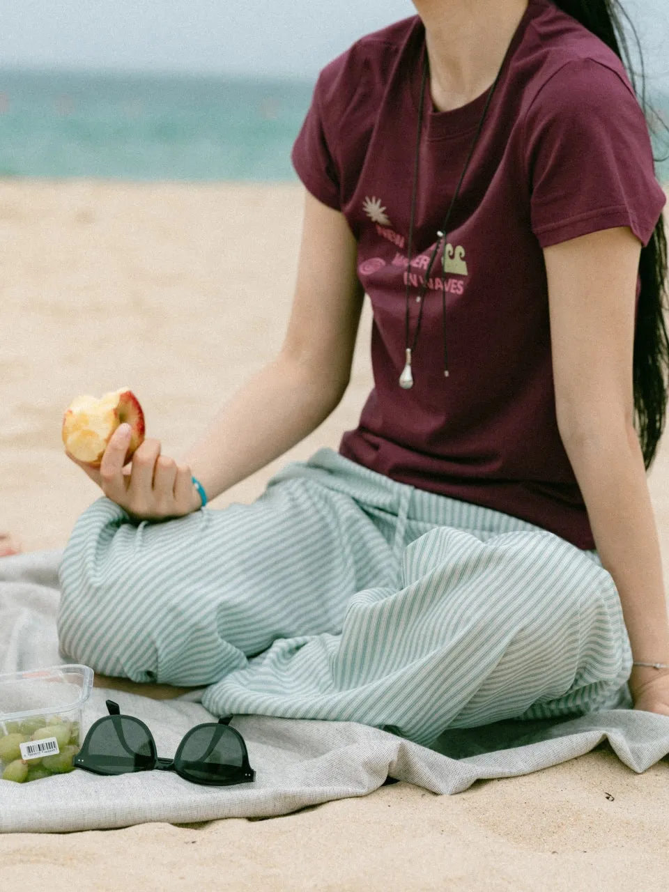 Weather in Waves Tee (Merlot) sold by Havehad product image thumbnail 4