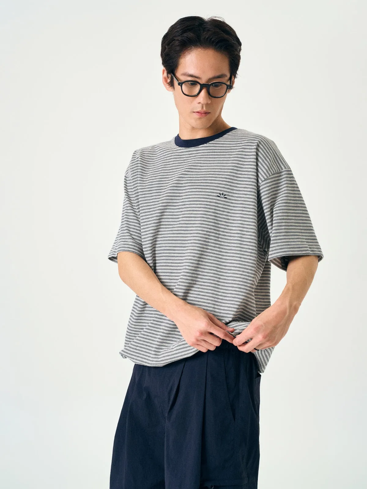 Relaxed Half Stripe String Tee (Stripe White) sold by Havehad product image thumbnail 2