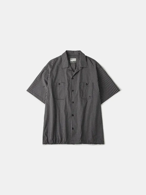 Open Collar Check Shirts (Charcoal) made by Havehad