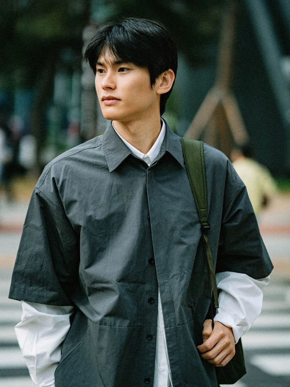 Hidden Type Half Sleeve Shirts (Charcoal) sold by Havehad product image thumbnail 3