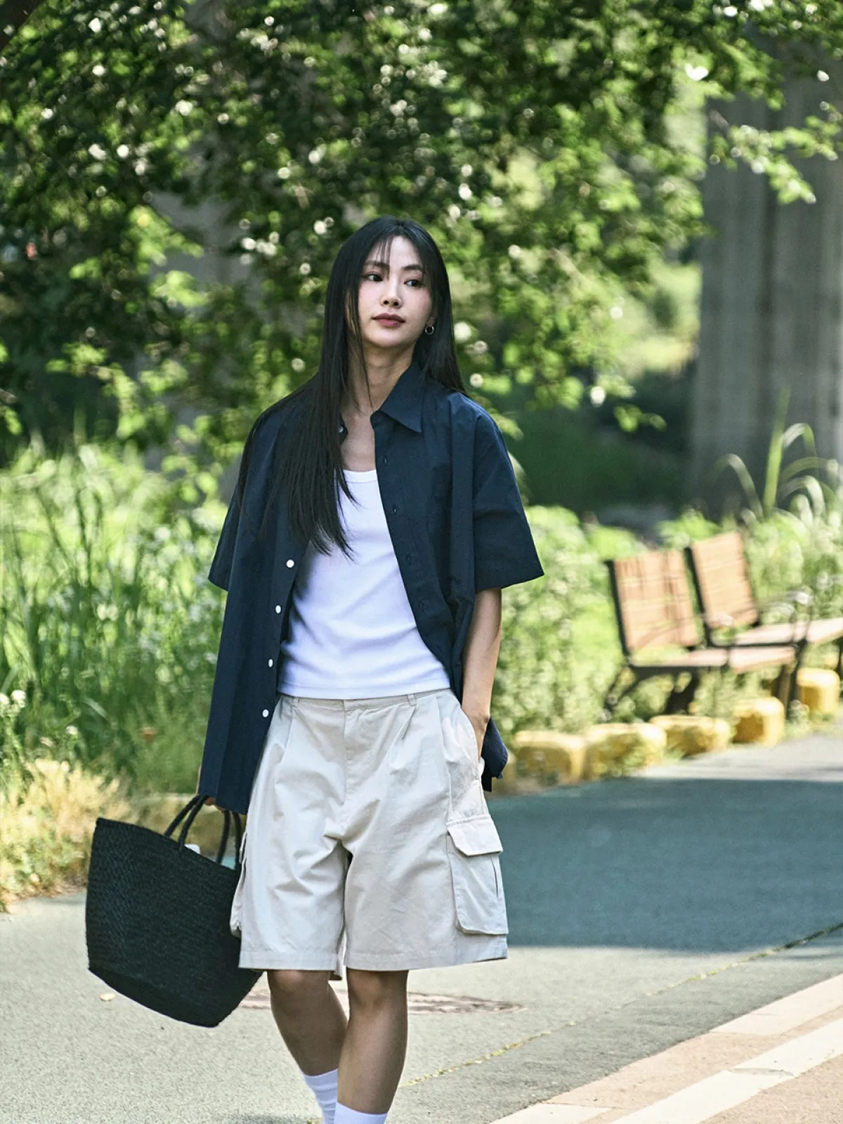 Utility Pin-tuck Cargo Shorts (Ecru) sold by Havehad product image thumbnail 2