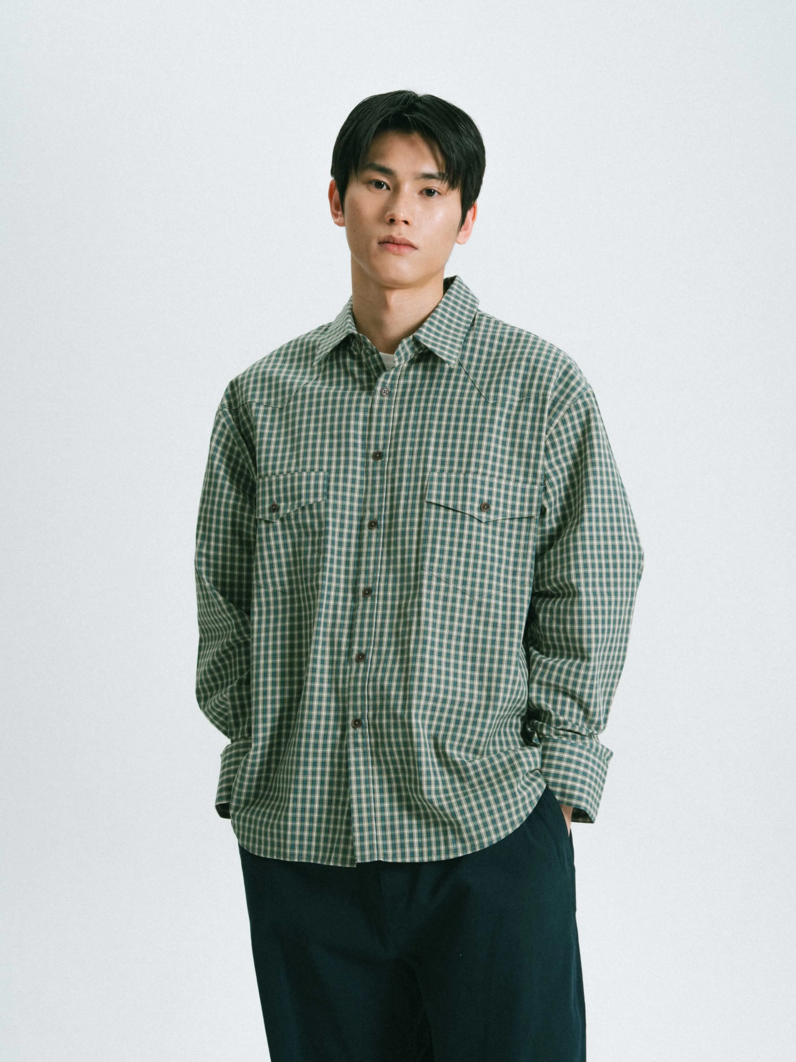 Classic Check Western Shirts (Olive Green) sold by Havehad product image thumbnail 5