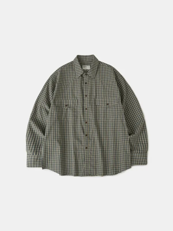 Classic Check Western Shirts (Olive Green) made by Havehad