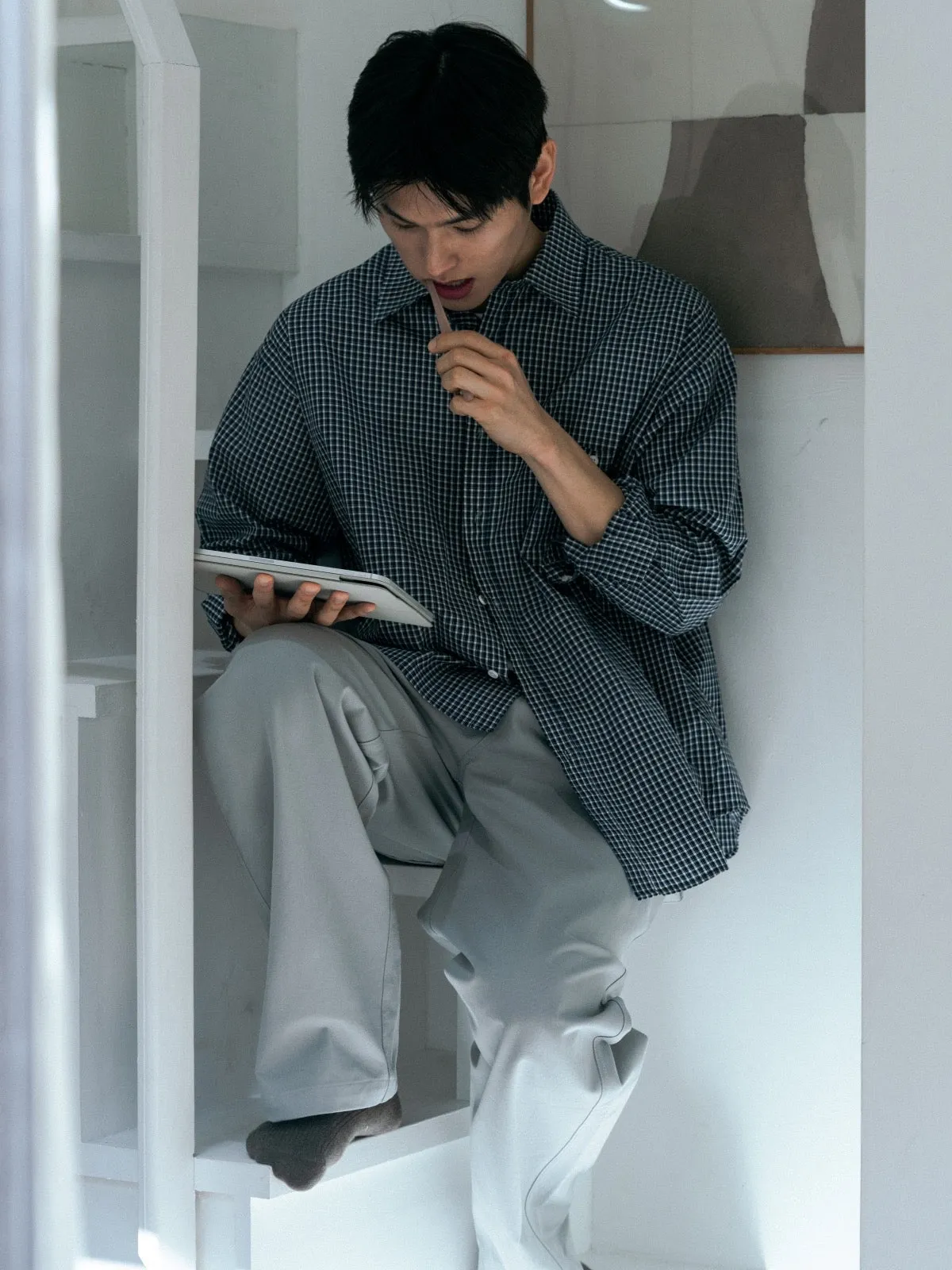 Daily Classic Check Shirts (Check Navy) sold by Havehad product image thumbnail 2