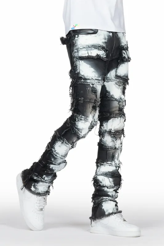 Falan Black Painter Stacked Flare Jean sold by Rockstar Original