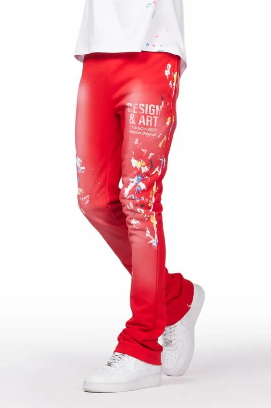 Patel Red Graphic Stacked Flare Pant sold by Rockstar Original