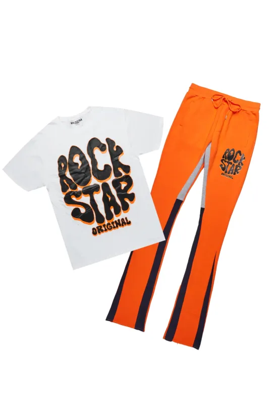 Warblen White/Orange T-Shirt Super Stacked Flare Track Set sold by Rockstar Original