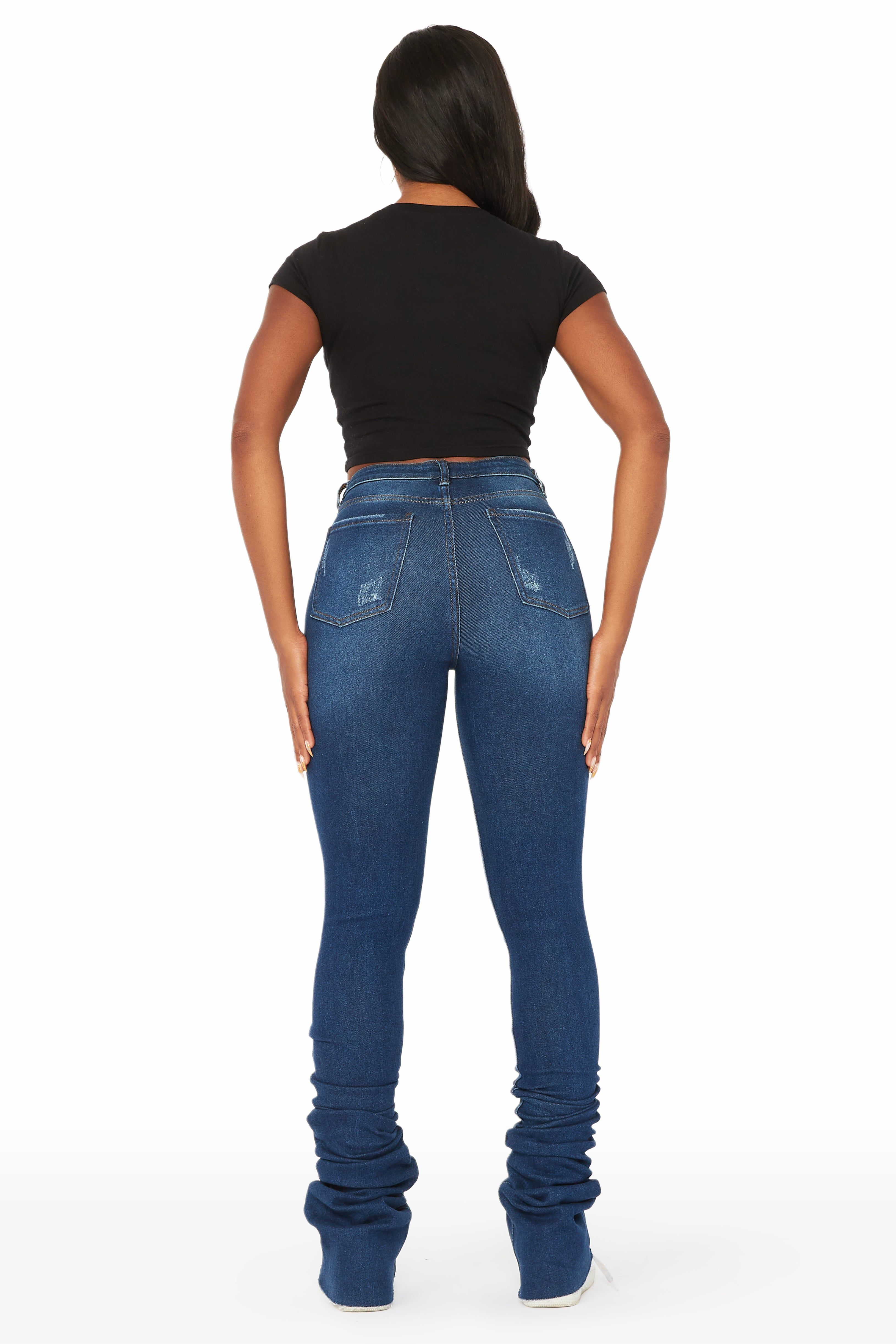 Samire Dark Wash Distressed Super Stacked Jean sold by Rockstar Original product image thumbnail 5