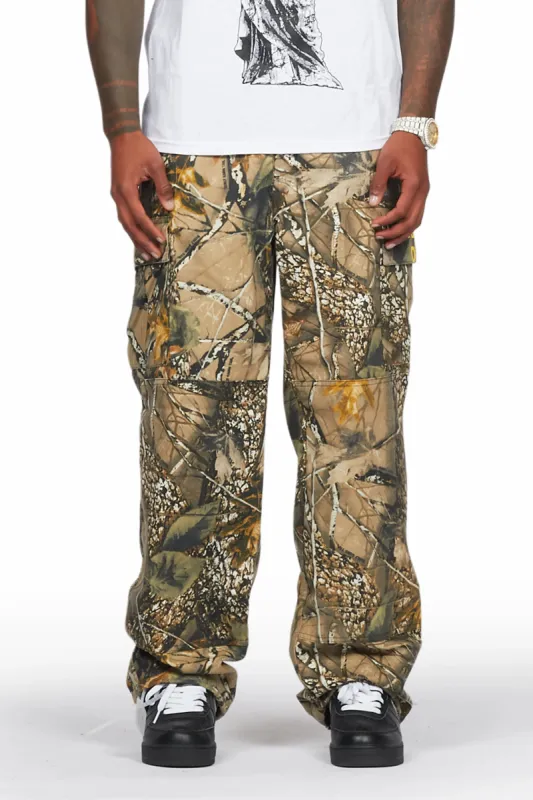 Acko Beige Tree Camo Cargo Graphic Pants sold by Rockstar Original