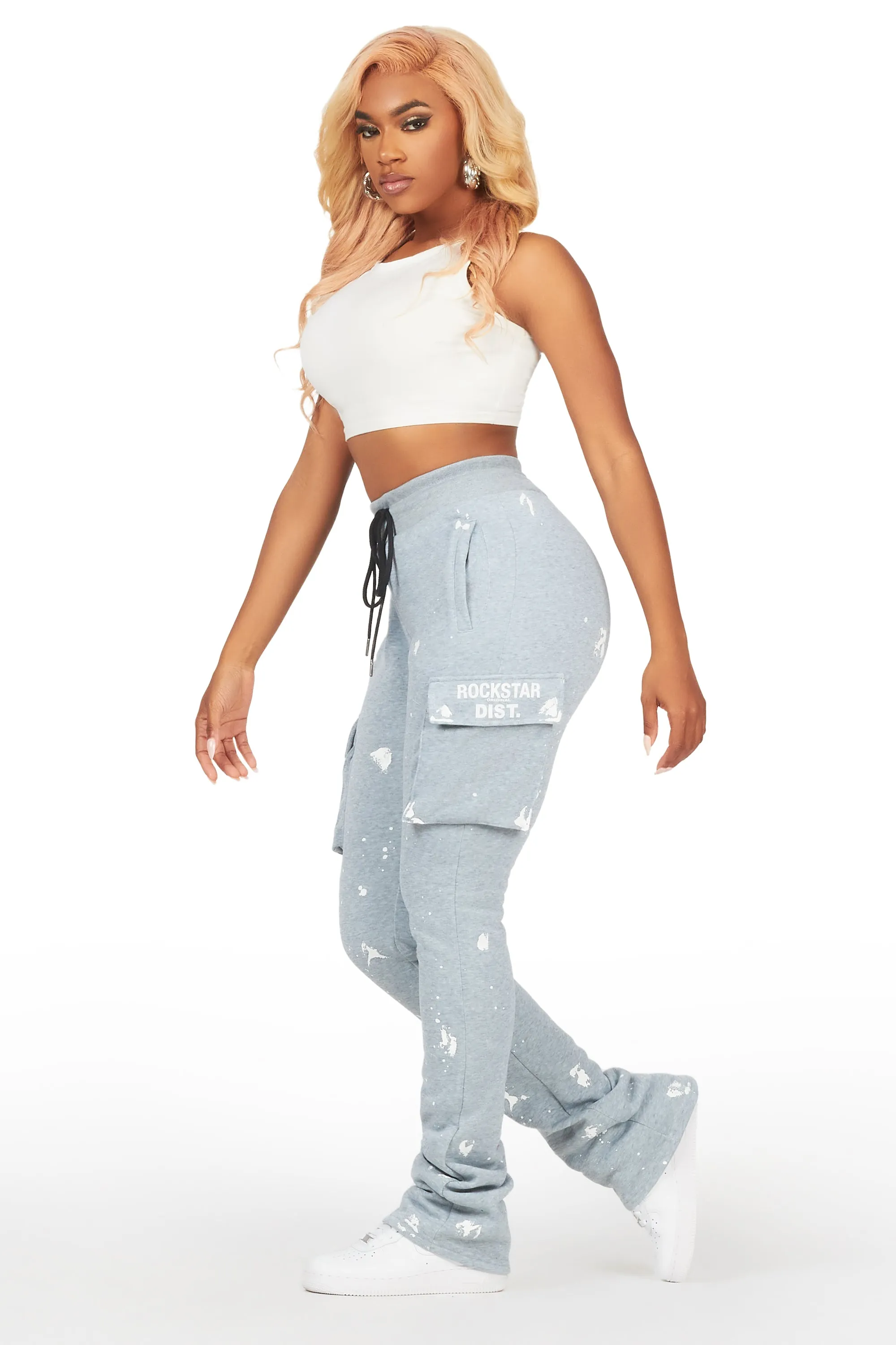 Antonia Heather Grey Cargo Stacked Track Pant sold by Rockstar Original product image thumbnail 4