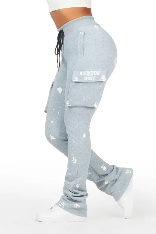 Antonia Heather Grey Cargo Stacked Track Pant sold by Rockstar Original