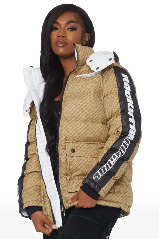 Luna Beige Oversized Puffer Jacket sold by Rockstar Original