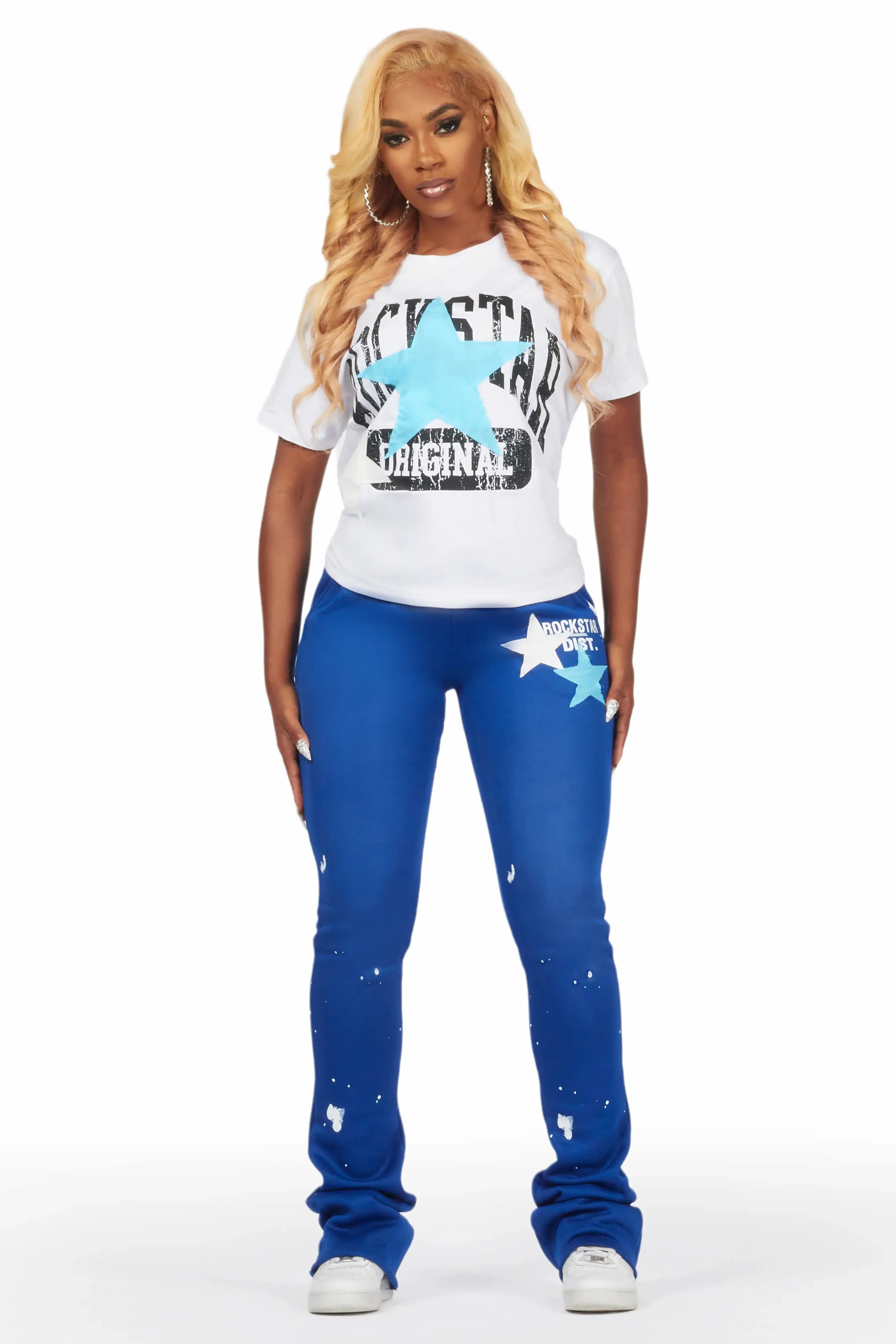 Diondrea White/Royal Blue T-Shirt Trackset sold by Rockstar Original