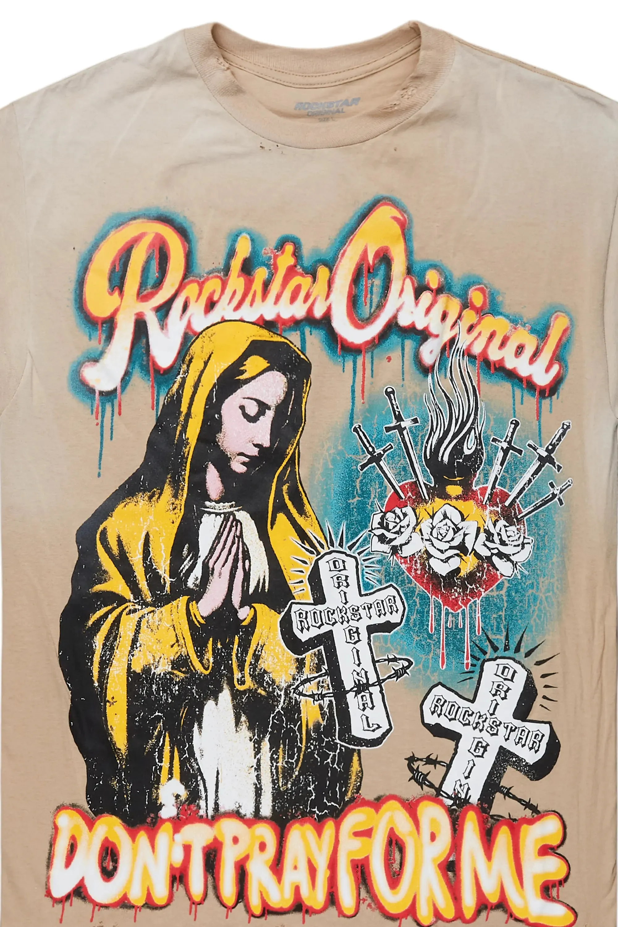 Loman Beige Oversized Graphic T-Shirt sold by Rockstar Original product image thumbnail 5