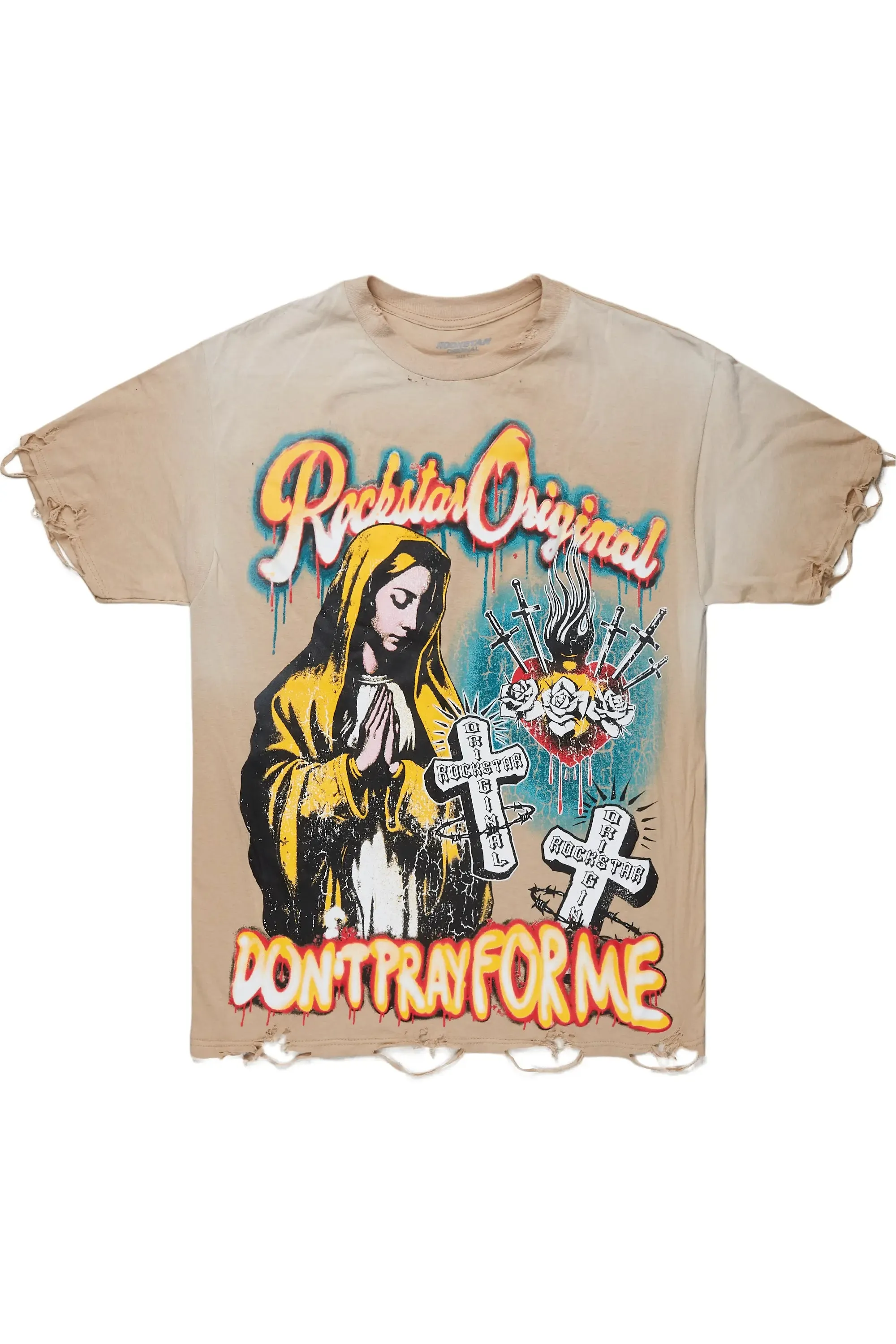 Loman Beige Oversized Graphic T-Shirt sold by Rockstar Original