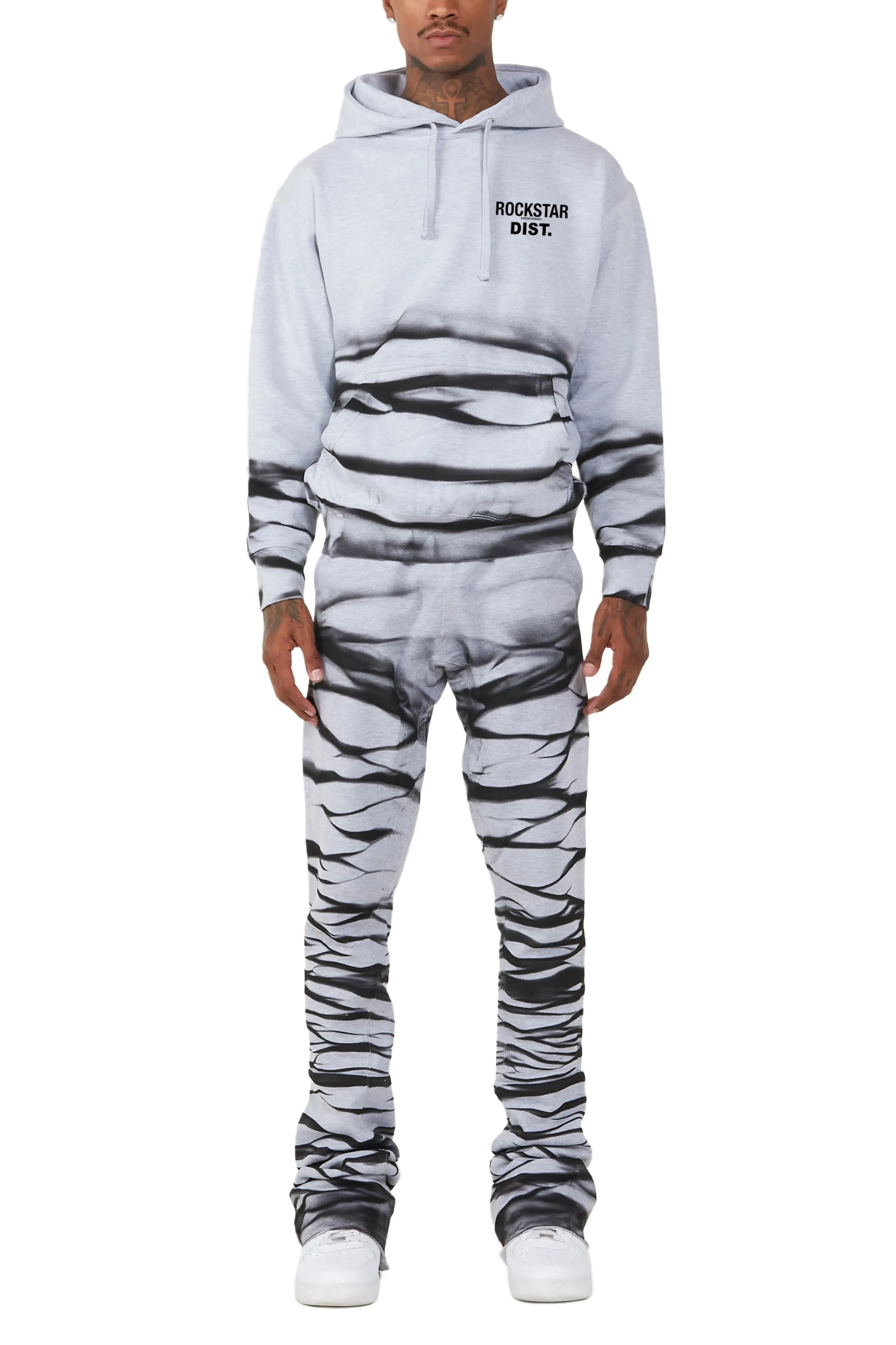 Ayden Heather Grey Graphic Hoodie Super Stacked Flare Pant Set sold by Rockstar Original product image thumbnail 5