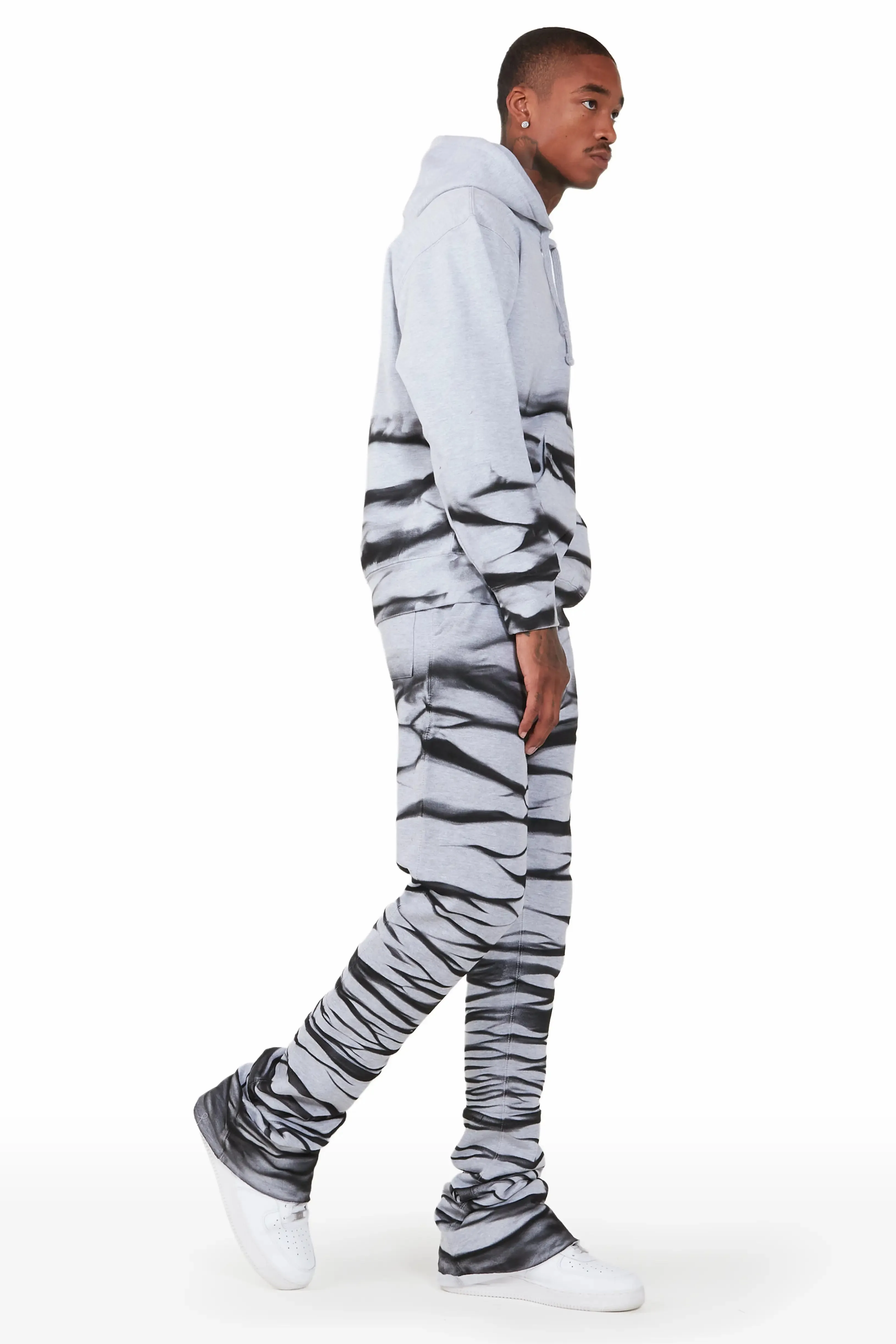 Ayden Heather Grey Graphic Hoodie Super Stacked Flare Pant Set sold by Rockstar Original product image thumbnail 2