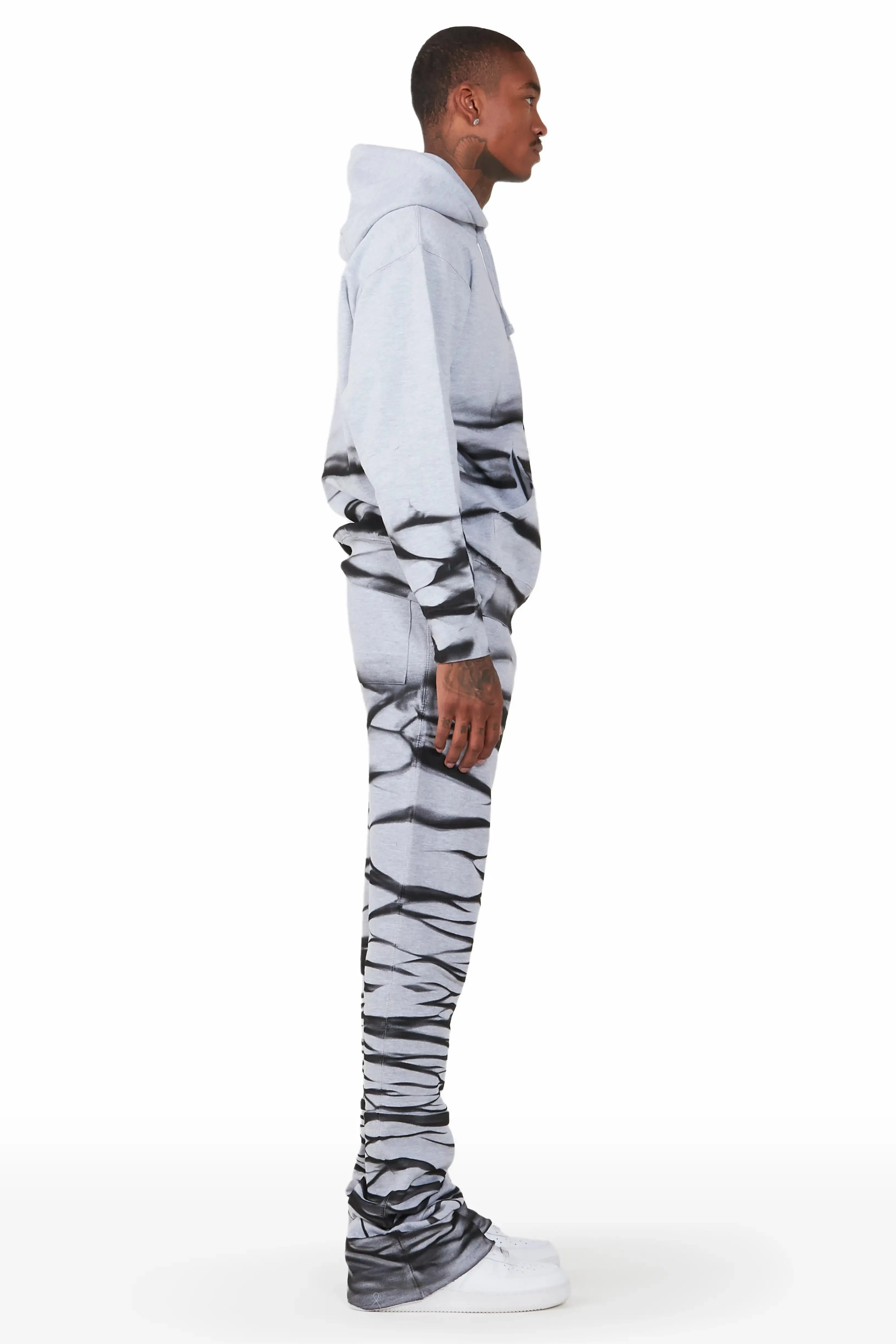 Ayden Heather Grey Graphic Hoodie Super Stacked Flare Pant Set sold by Rockstar Original product image thumbnail 3