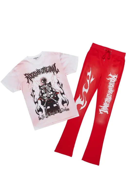 Deathrow Red T-Shirt/Stacked Flare Pant Set sold by Rockstar Original