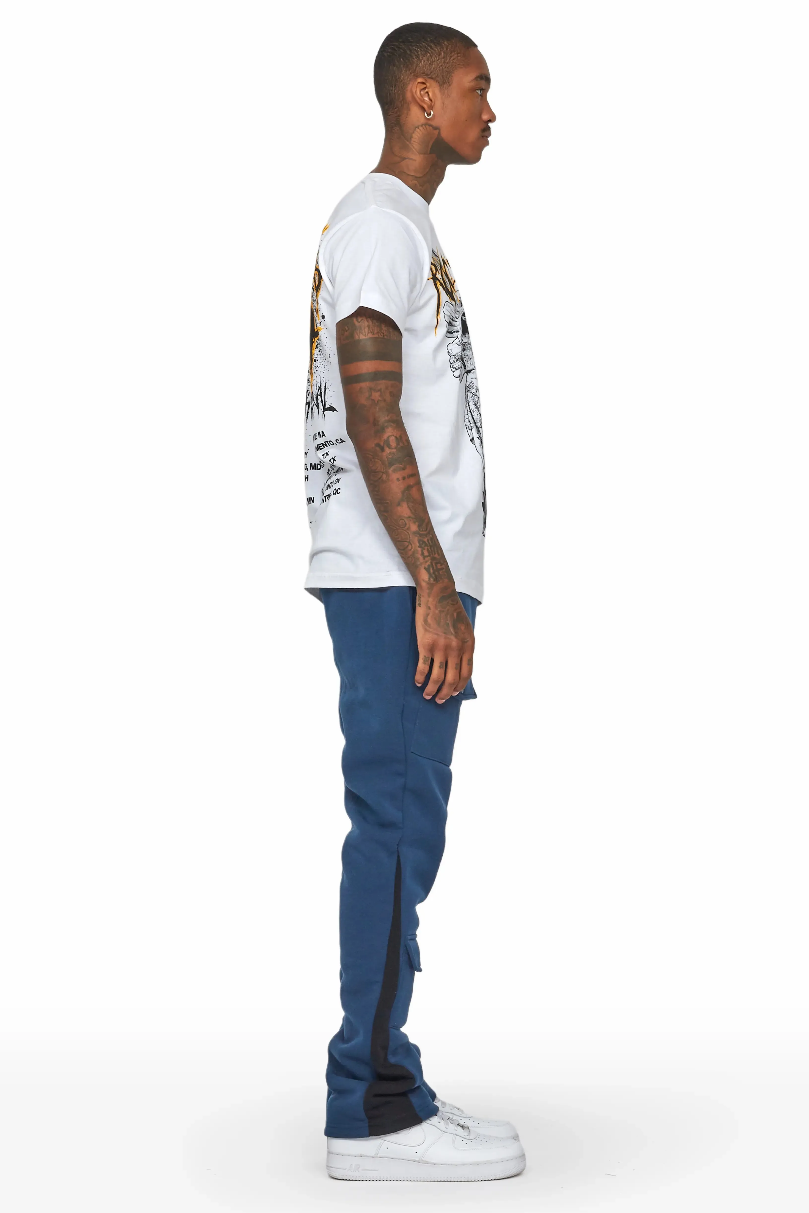 Joncarlo Navy Stacked Flare Track Pant sold by Rockstar Original product image thumbnail 5