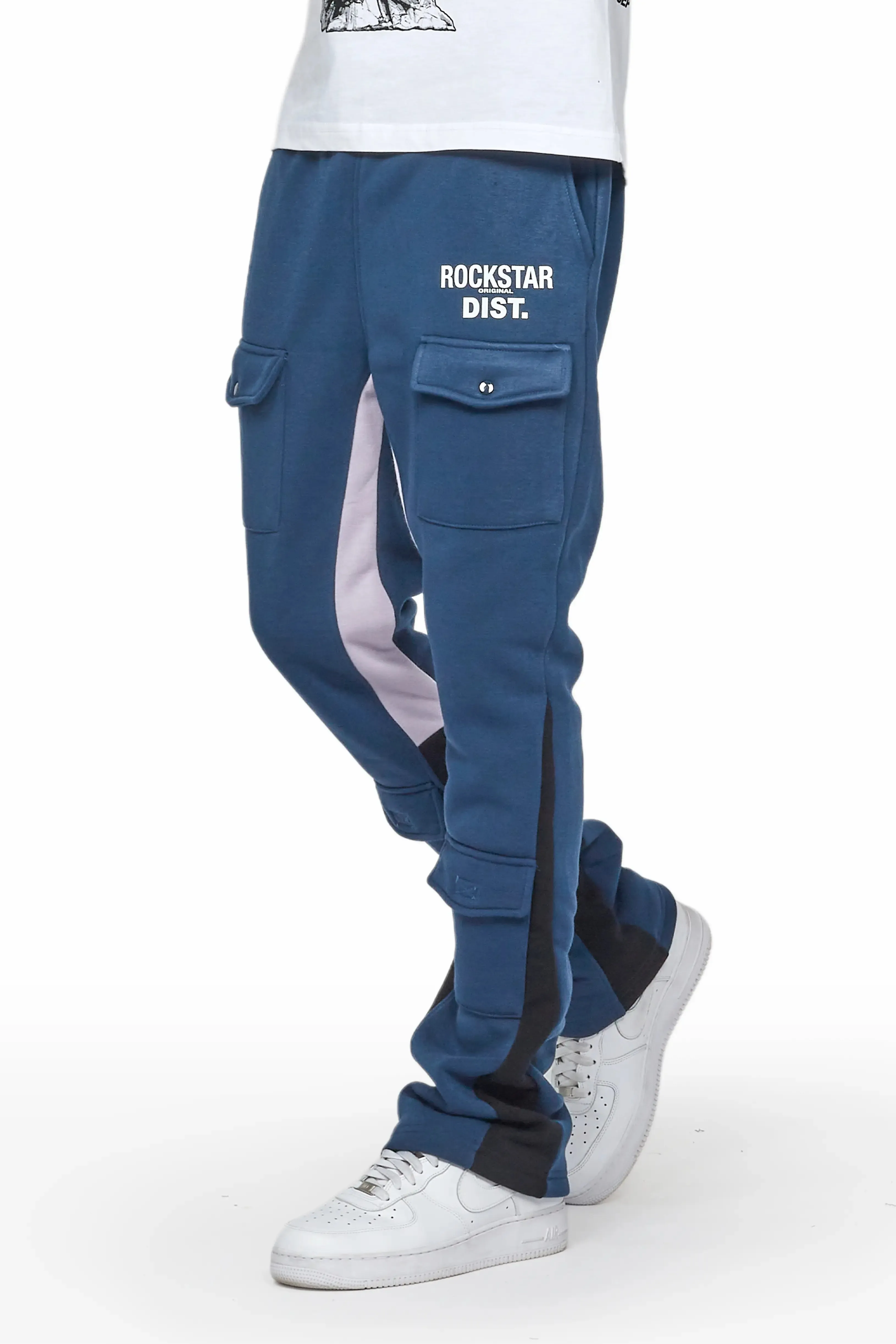 Joncarlo Navy Stacked Flare Track Pant sold by Rockstar Original