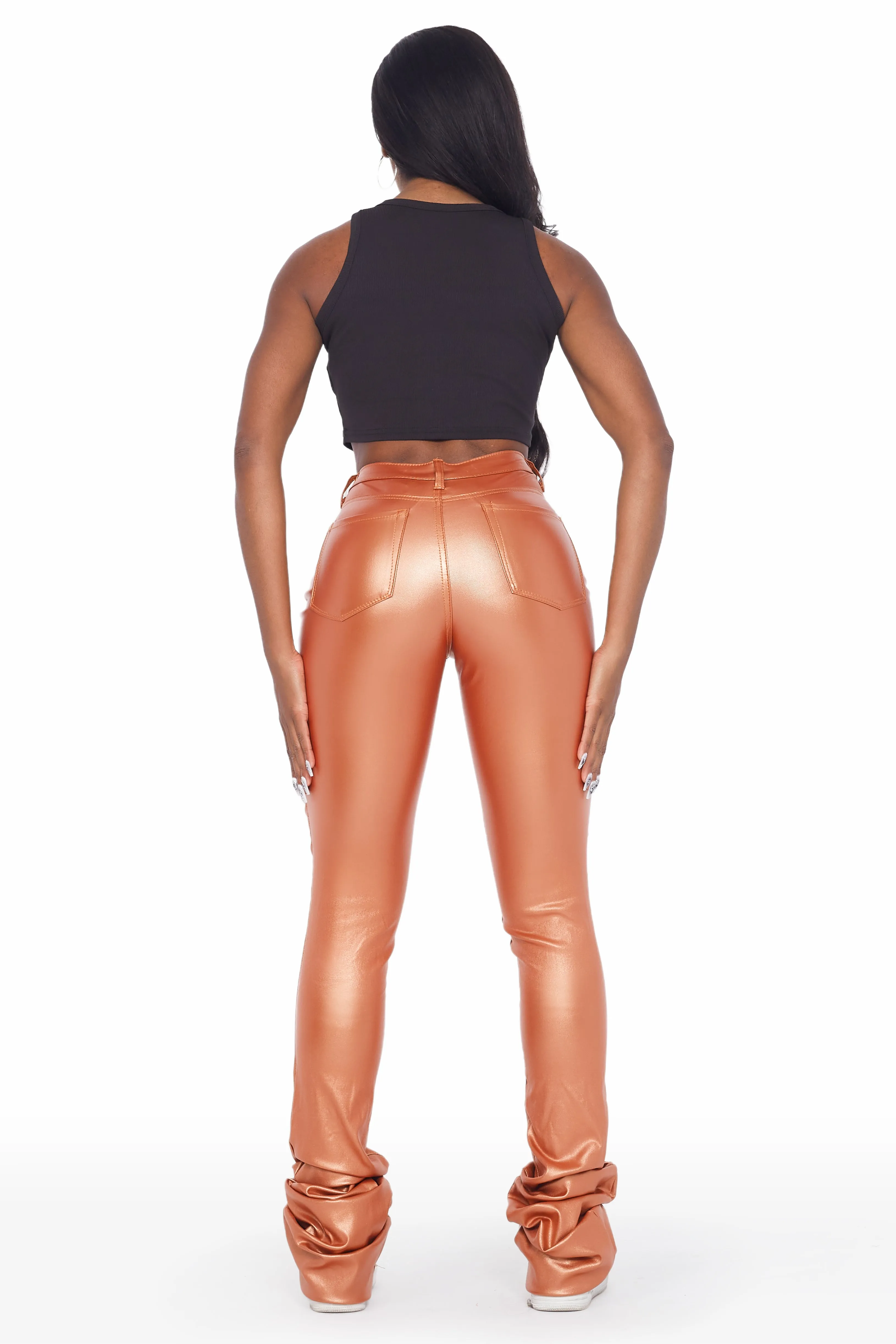 The Drama Metallic Orange PU Super Stacked Pant sold by Rockstar Original product image thumbnail 5