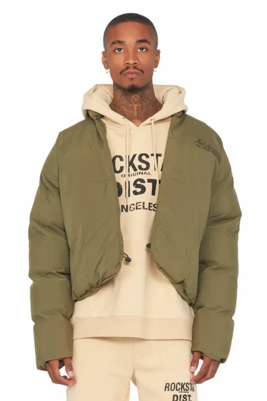 Damien Olive Puffer Jacket sold by Rockstar Original