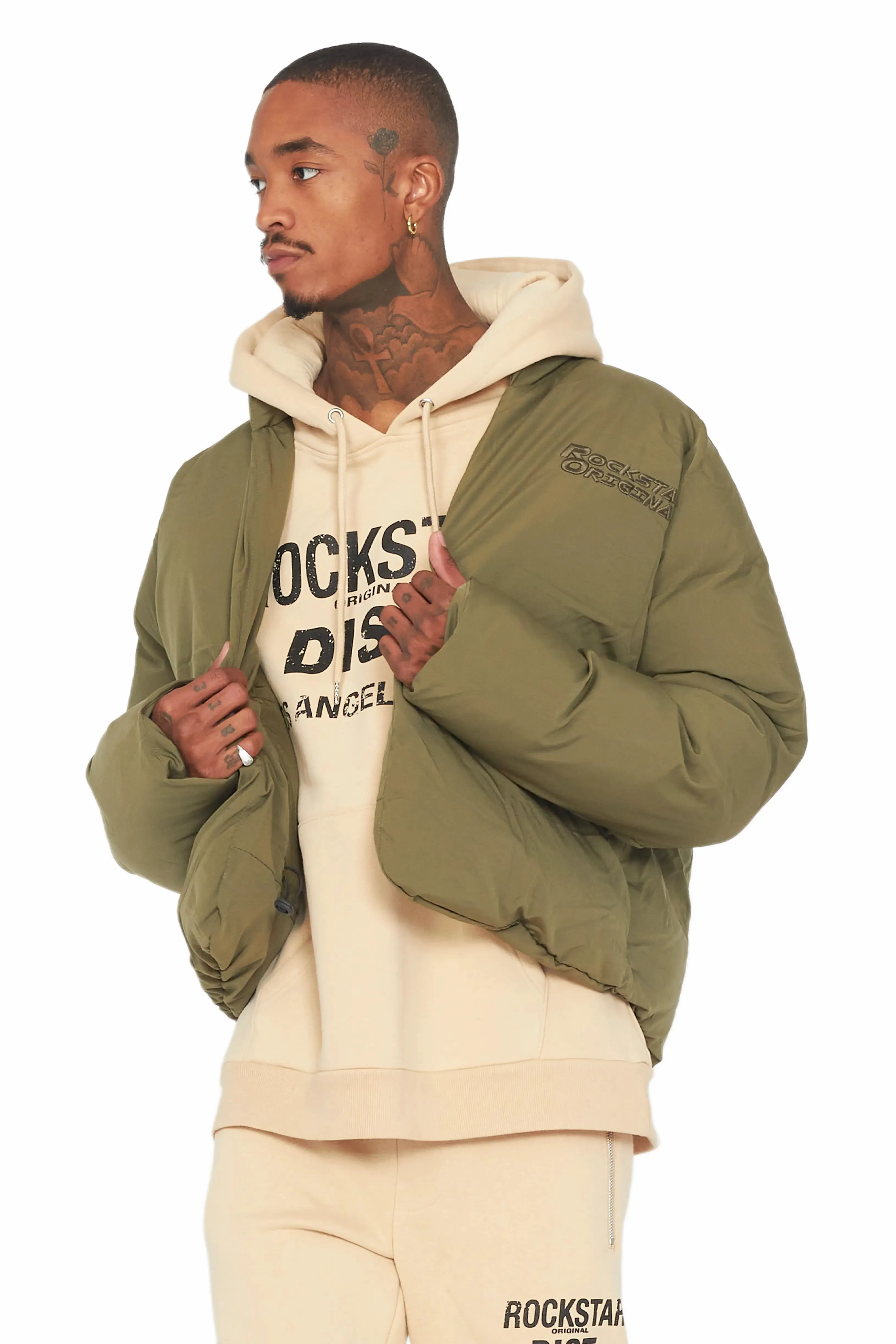 Damien Olive Puffer Jacket sold by Rockstar Original product image thumbnail 4