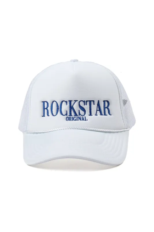 Octavio White/Blue Trucker Hat sold by Rockstar Original