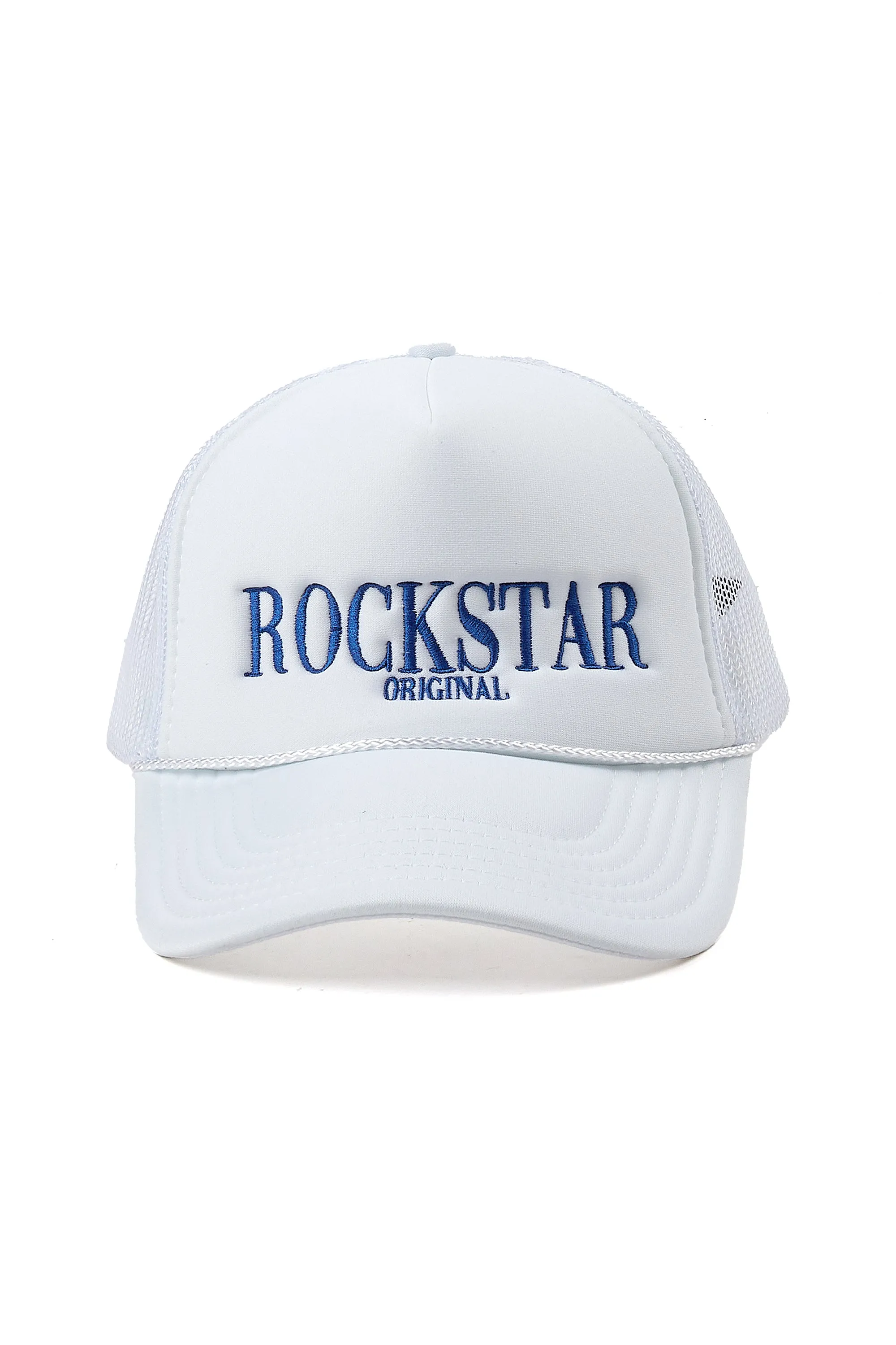Octavio White/Blue Trucker Hat sold by Rockstar Original