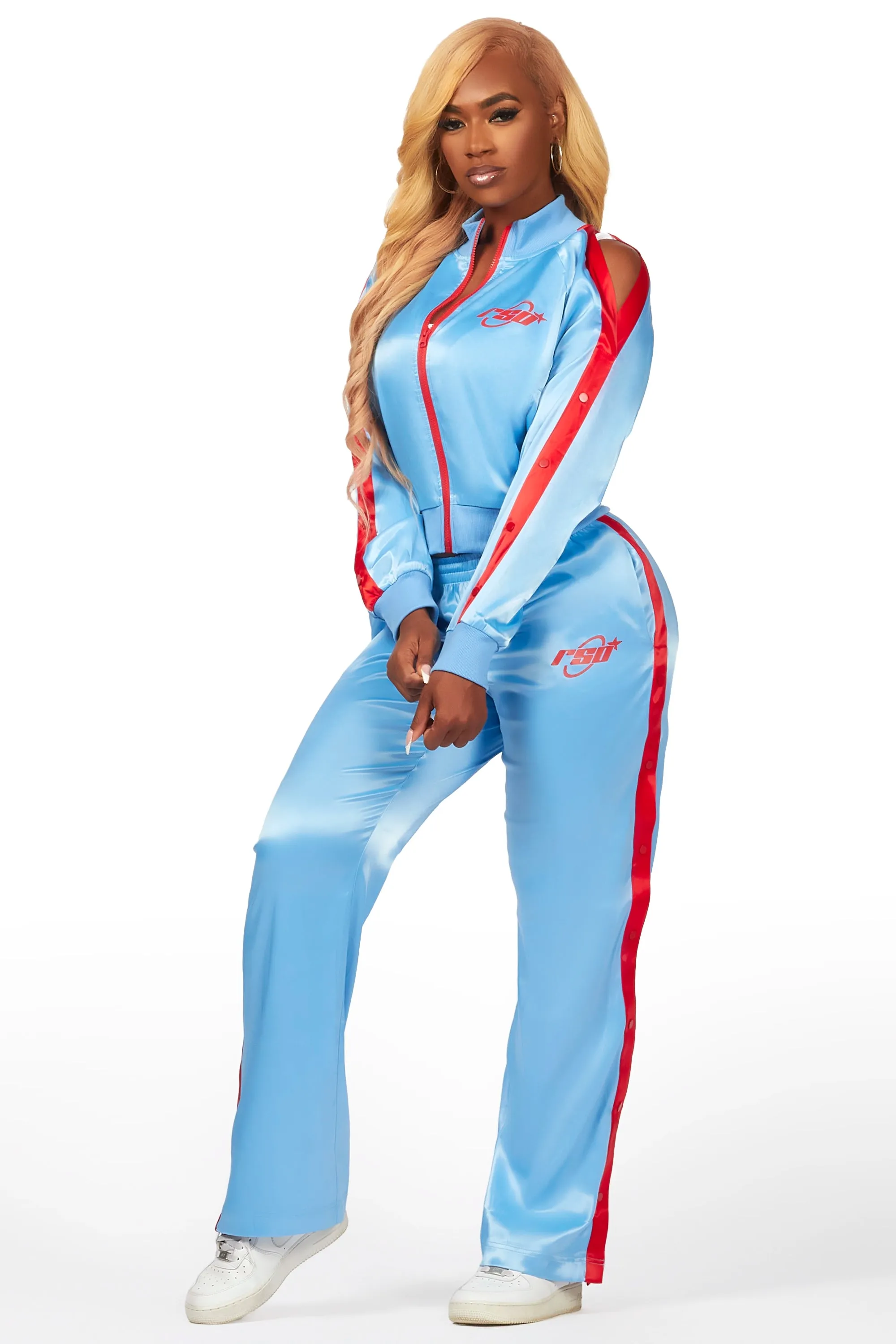 Natasha Blue/Red Satin Trackset sold by Rockstar Original product image thumbnail 4