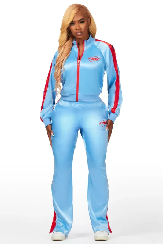 Natasha Blue/Red Satin Trackset sold by Rockstar Original