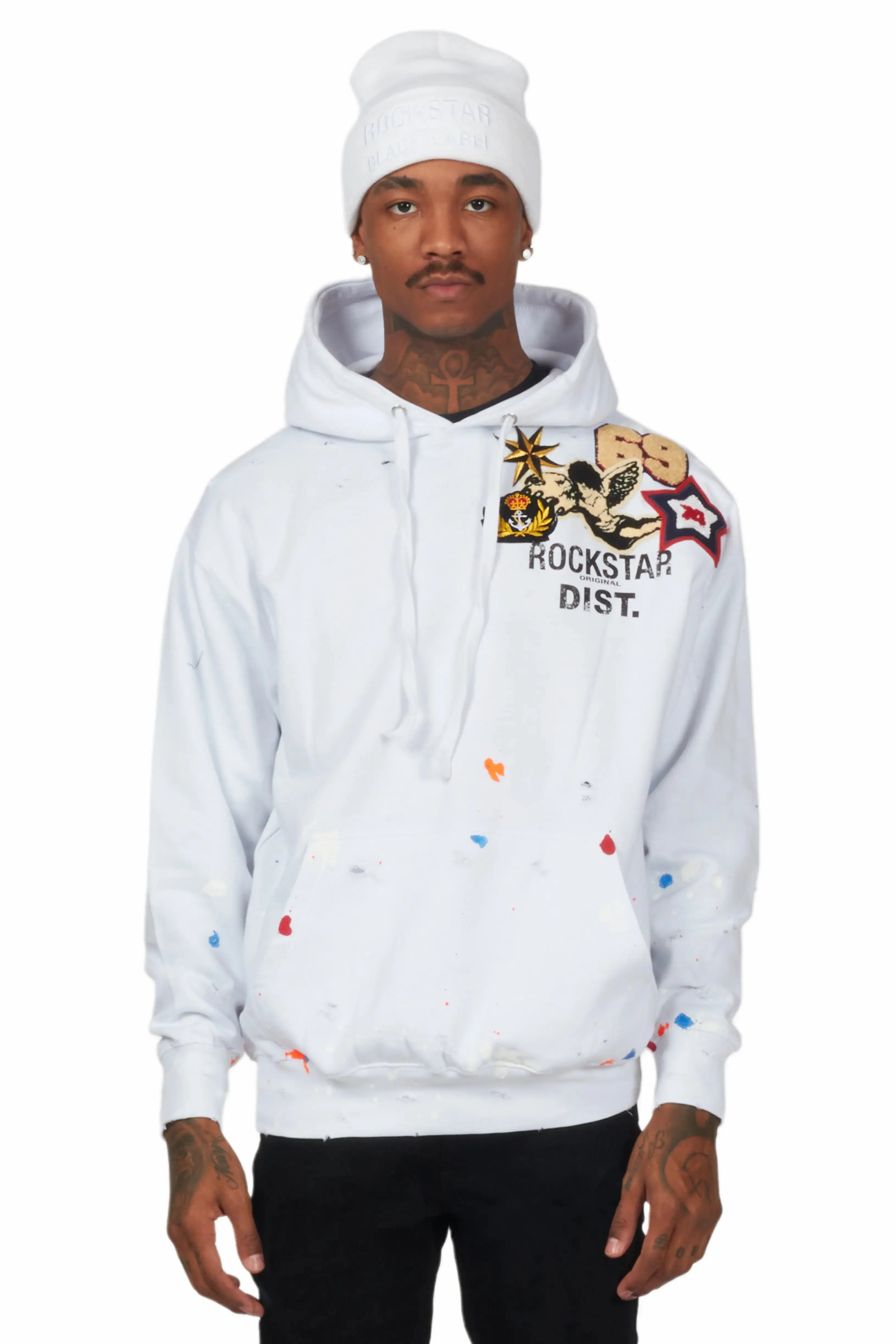 Samuel White Patchwork Graphic Hoodie sold by Rockstar Original