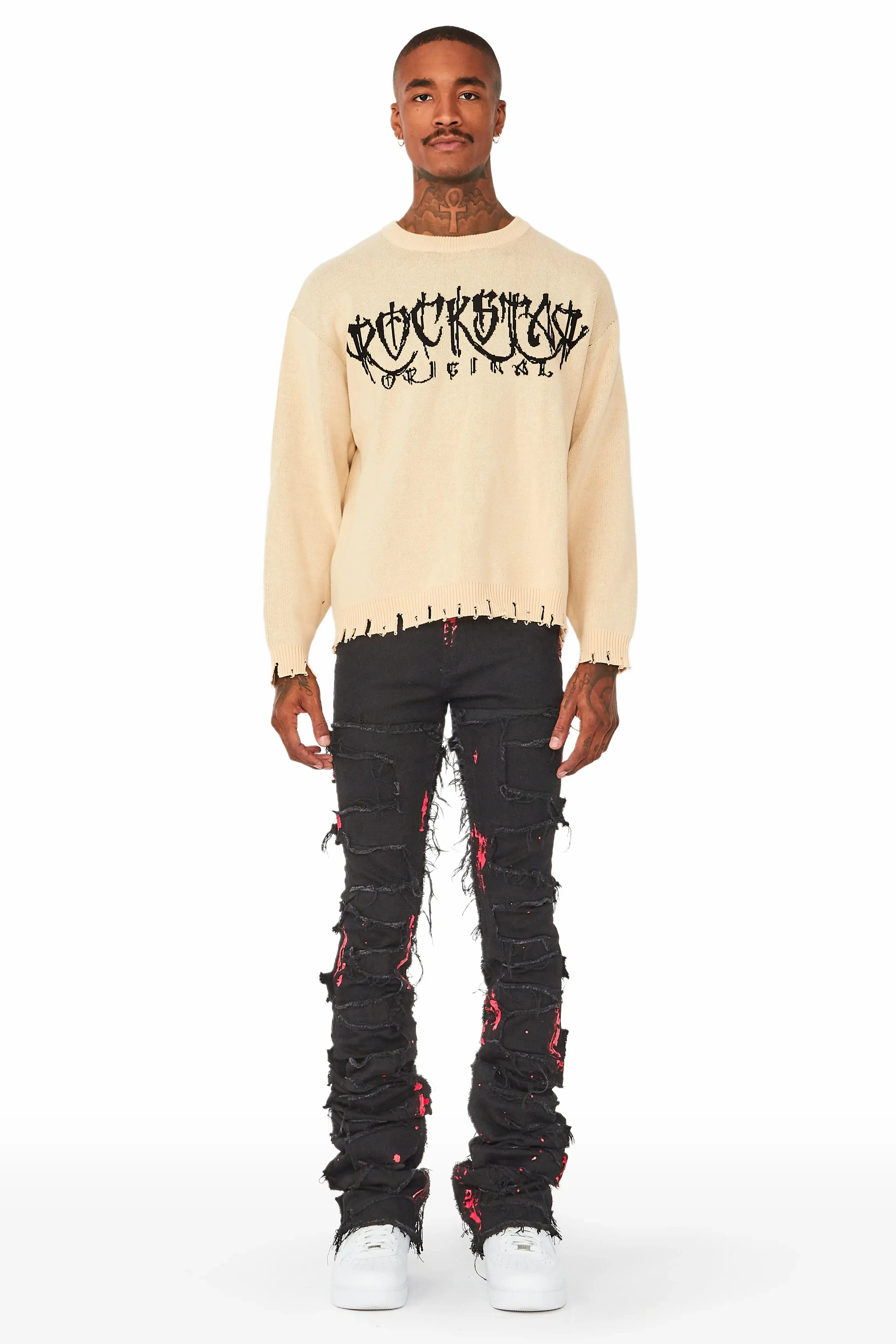 Kaleb Beige Knit Sweater sold by Rockstar Original product image thumbnail 4