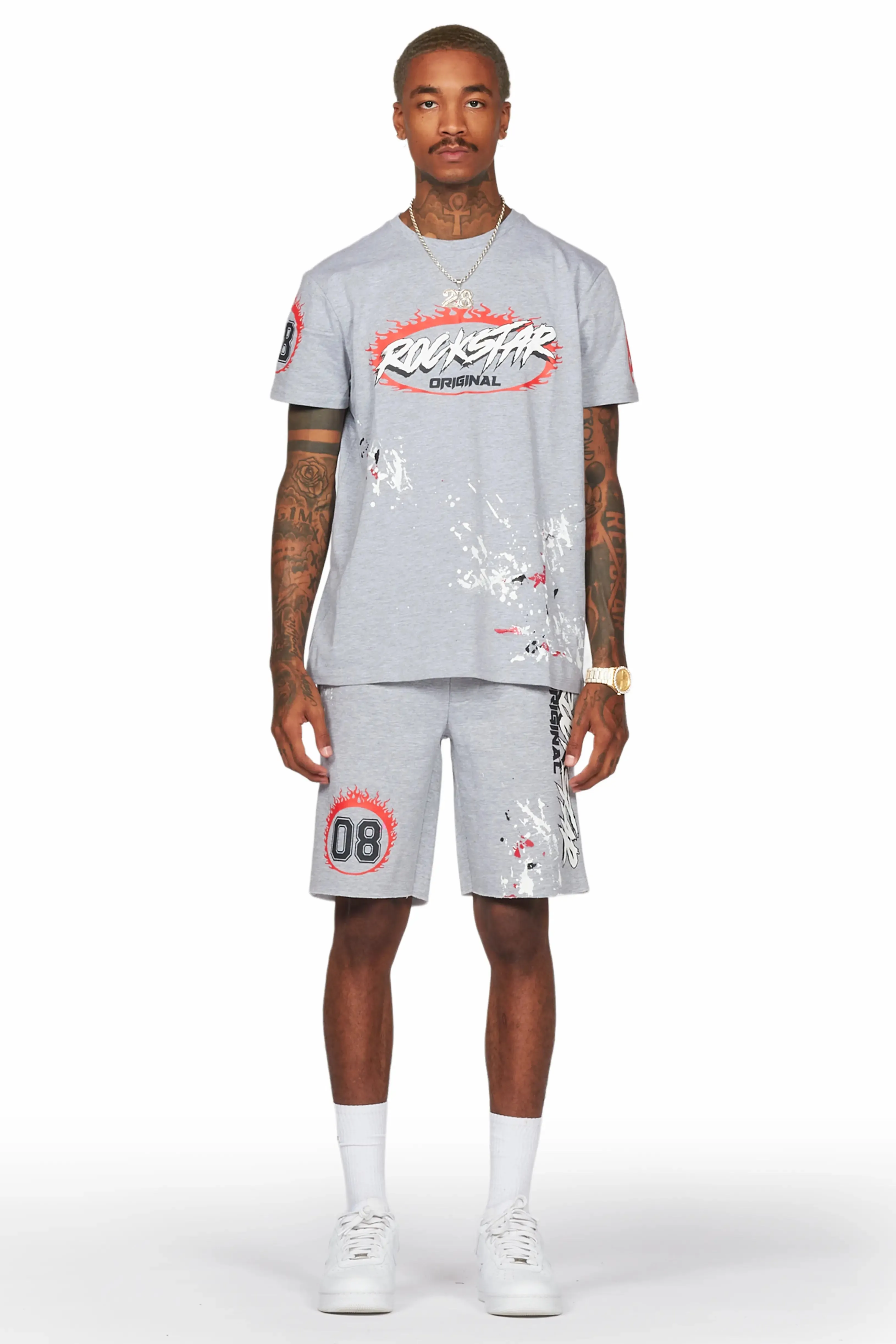 Basile Grey T-Shirt Short Set sold by Rockstar Original