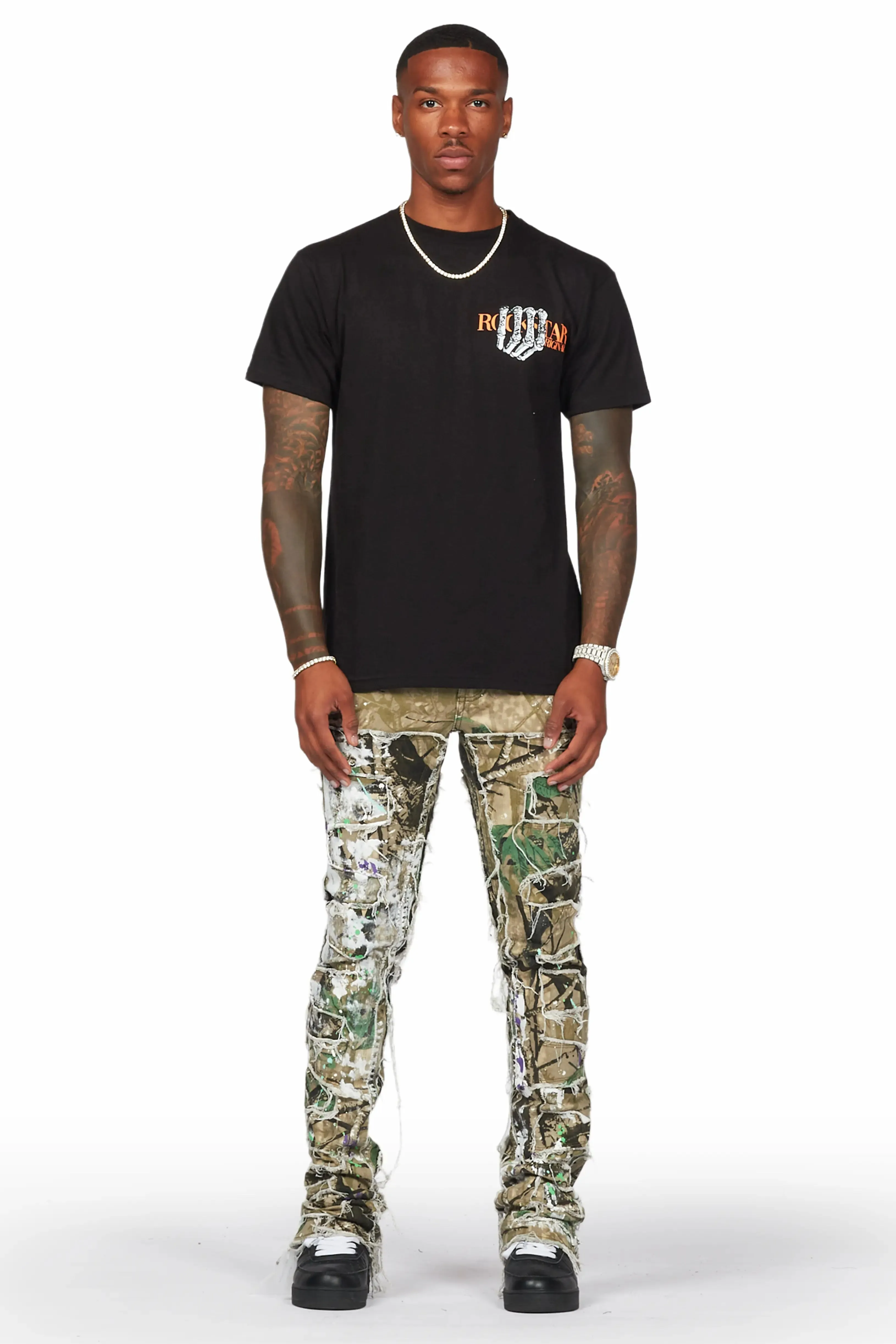 Ulysee Tree Camo Painter Stacked Flare Jean sold by Rockstar Original product image thumbnail 2