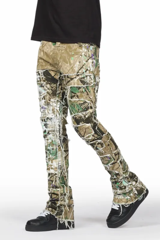 Ulysee Tree Camo Painter Stacked Flare Jean made by Rockstar Original