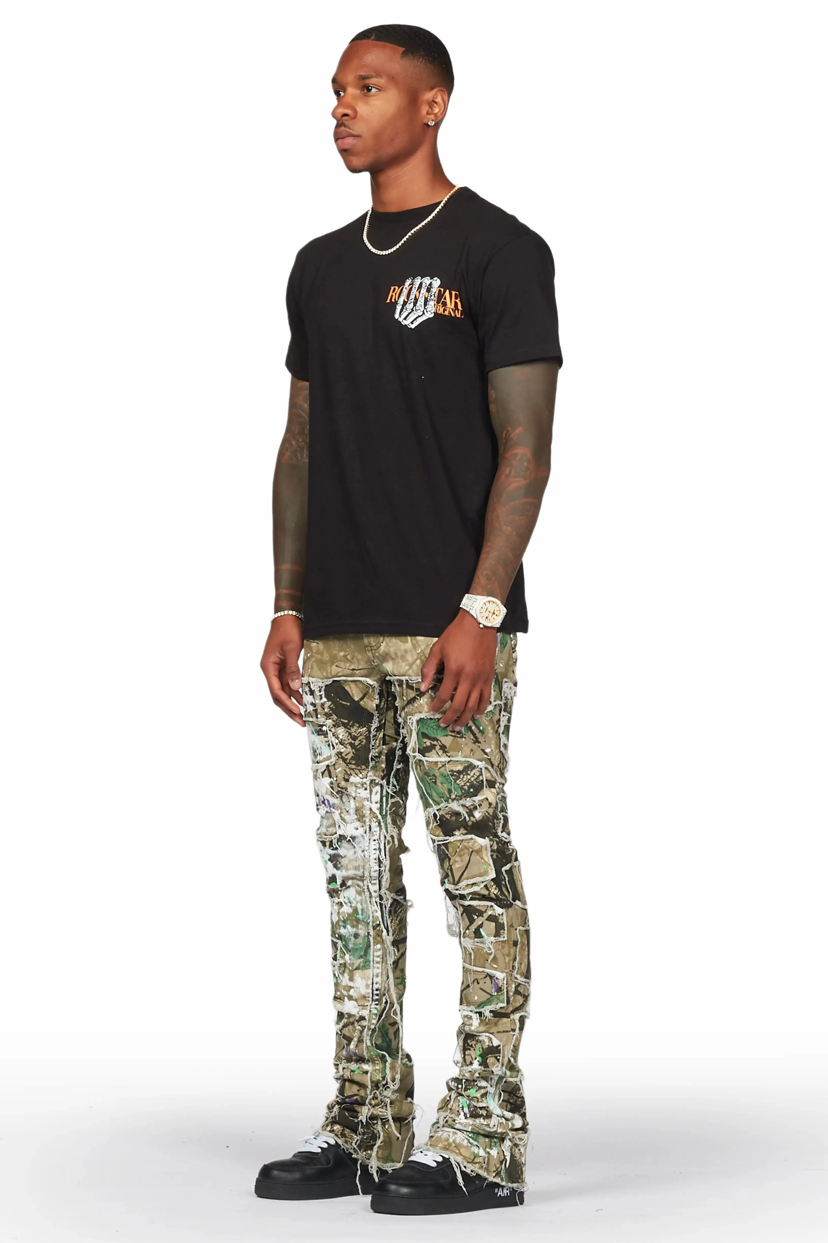 Ulysee Tree Camo Painter Stacked Flare Jean sold by Rockstar Original product image thumbnail 5