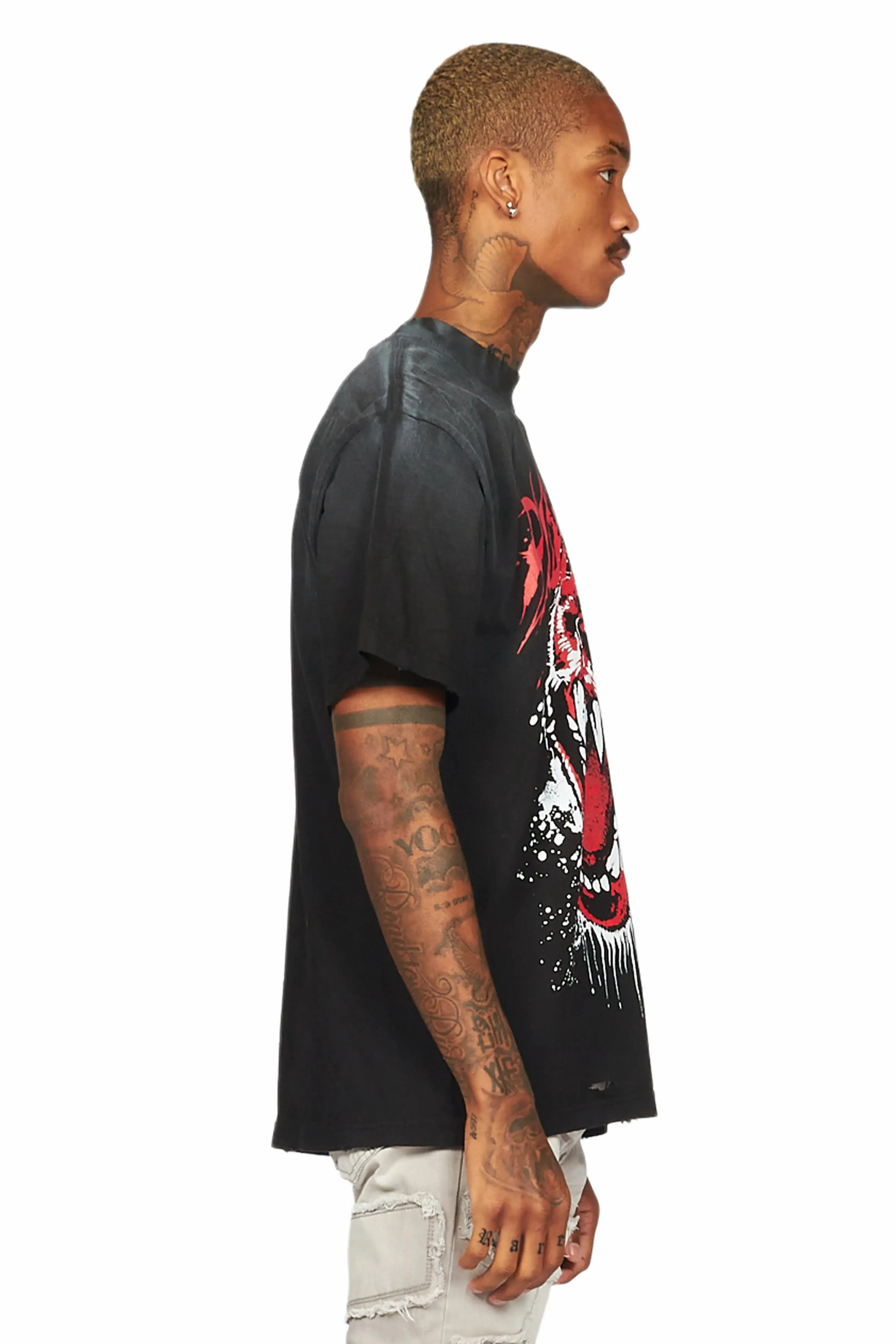 Griff Black Graphic Oversized T-Shirt sold by Rockstar Original product image thumbnail 5