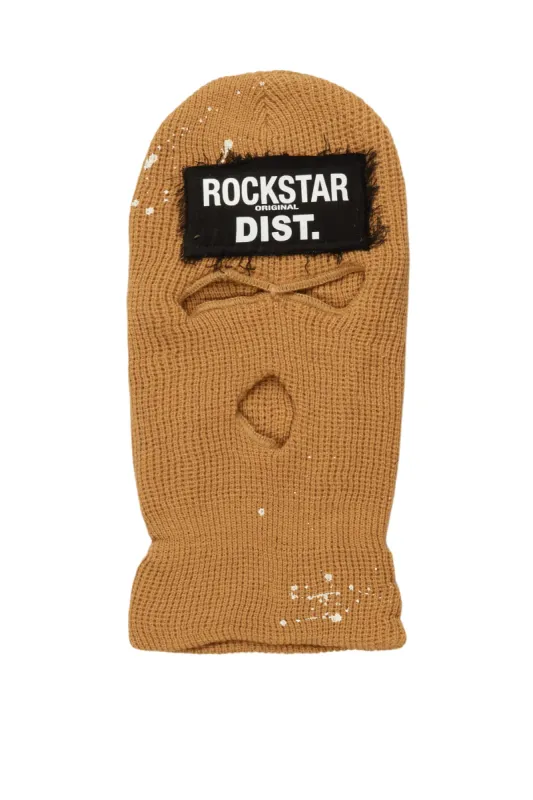 Marlo Beige Patchwork Graphic Ski Mask sold by Rockstar Original