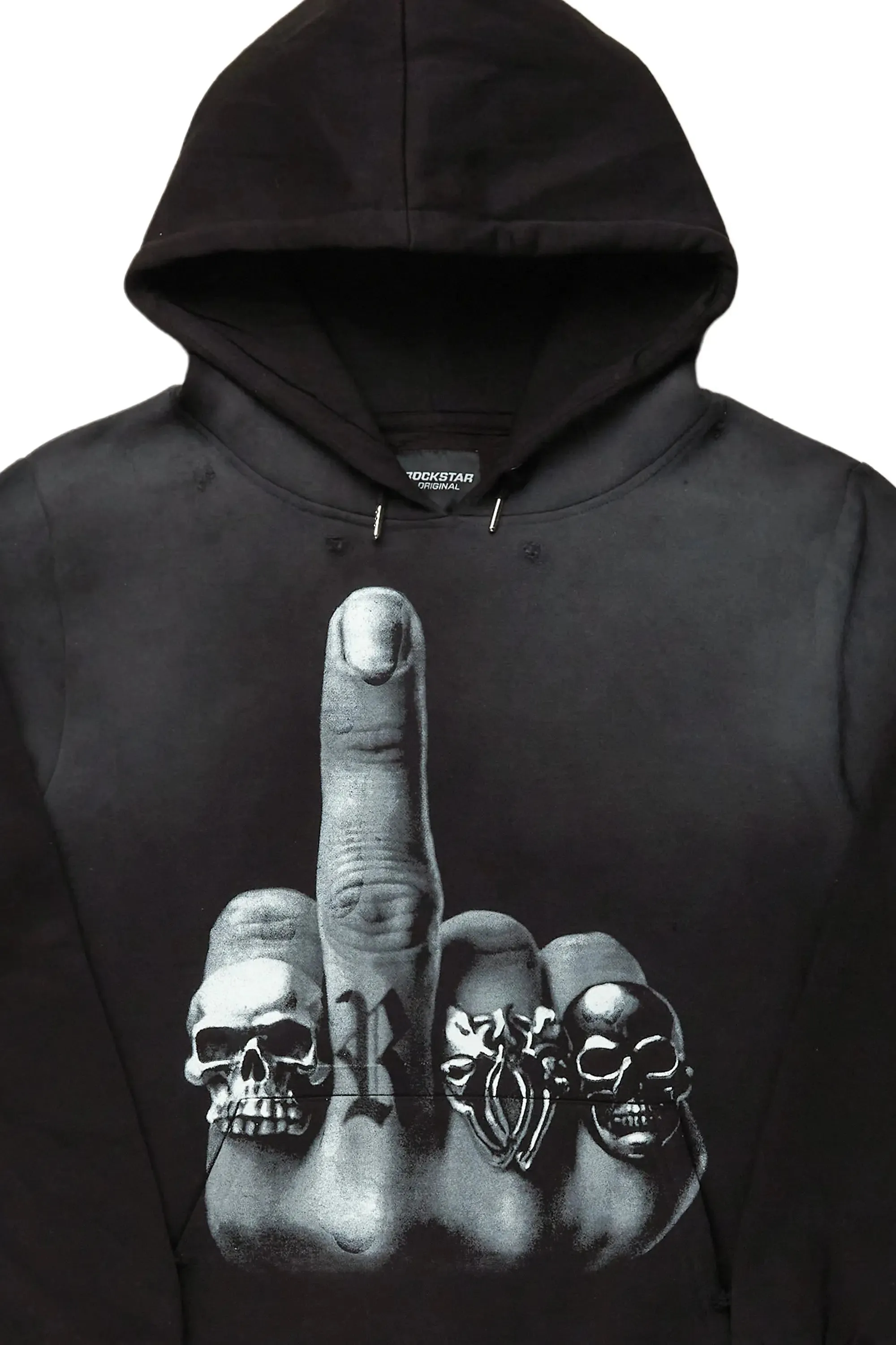 Ummar Black Distressed Graphic Hoodie sold by Rockstar Original product image thumbnail 5