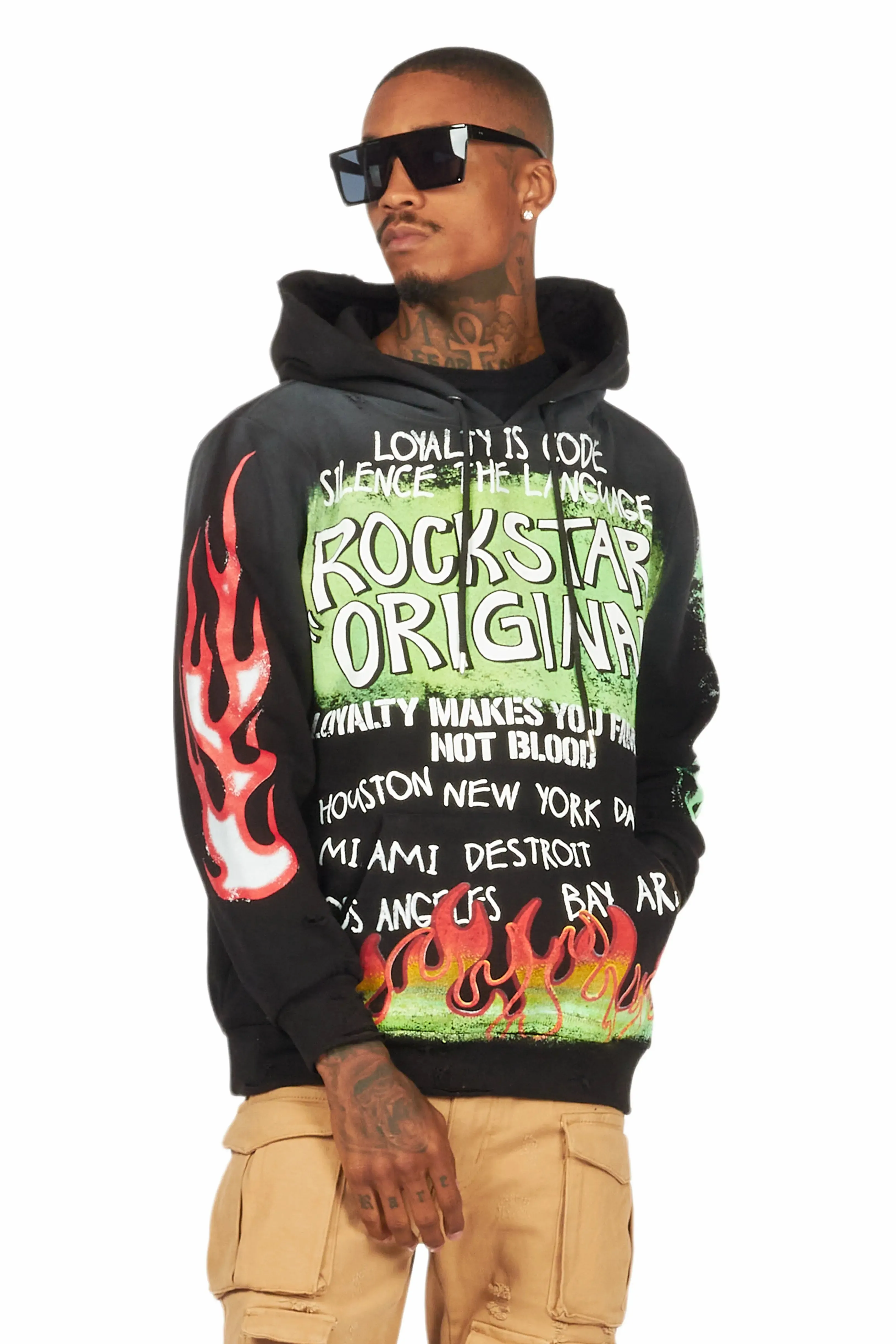 Beno Black Distressed Graphic Hoodie sold by Rockstar Original product image thumbnail 2