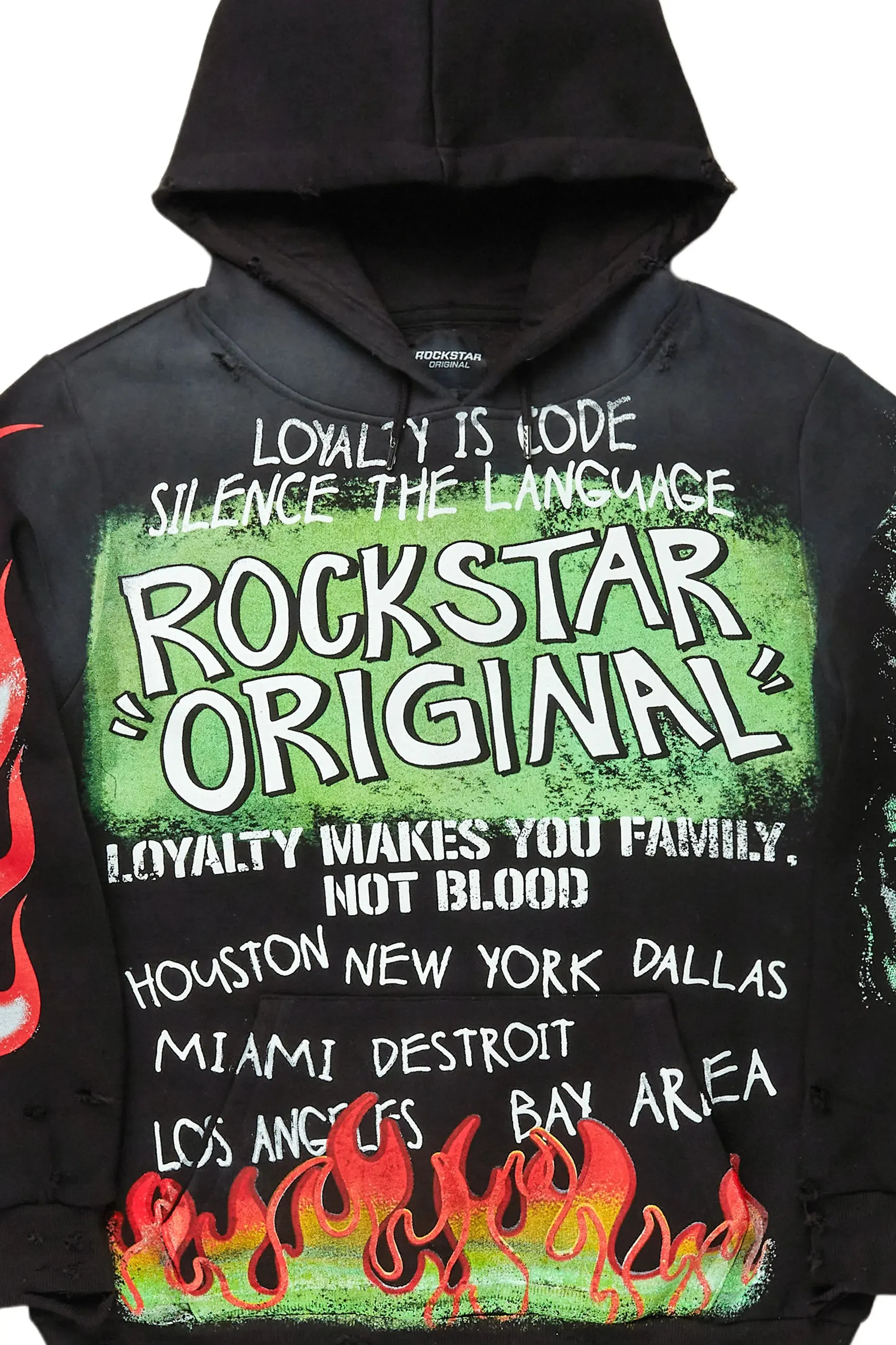 Beno Black Distressed Graphic Hoodie sold by Rockstar Original product image thumbnail 5