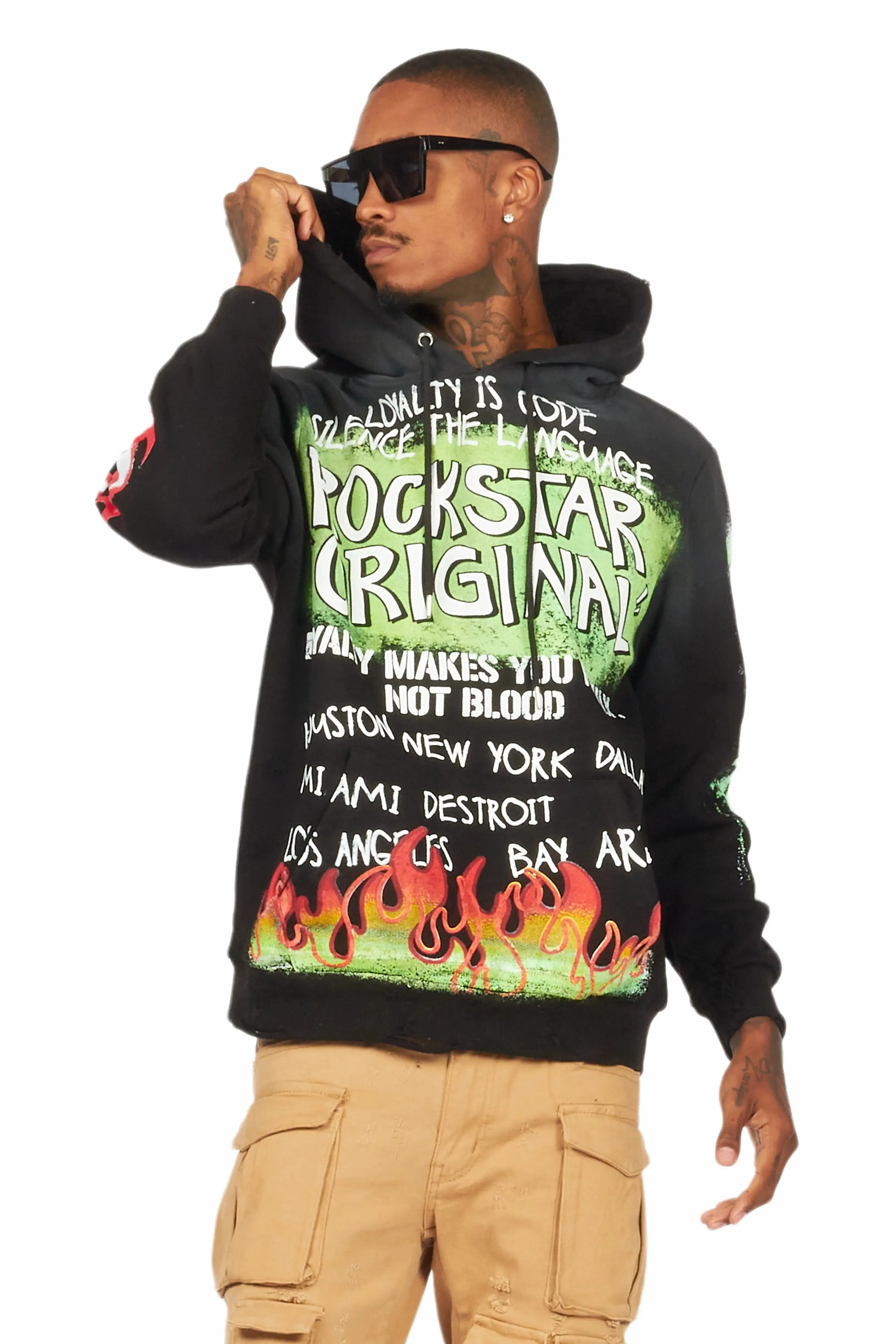 Beno Black Distressed Graphic Hoodie sold by Rockstar Original product image thumbnail 3