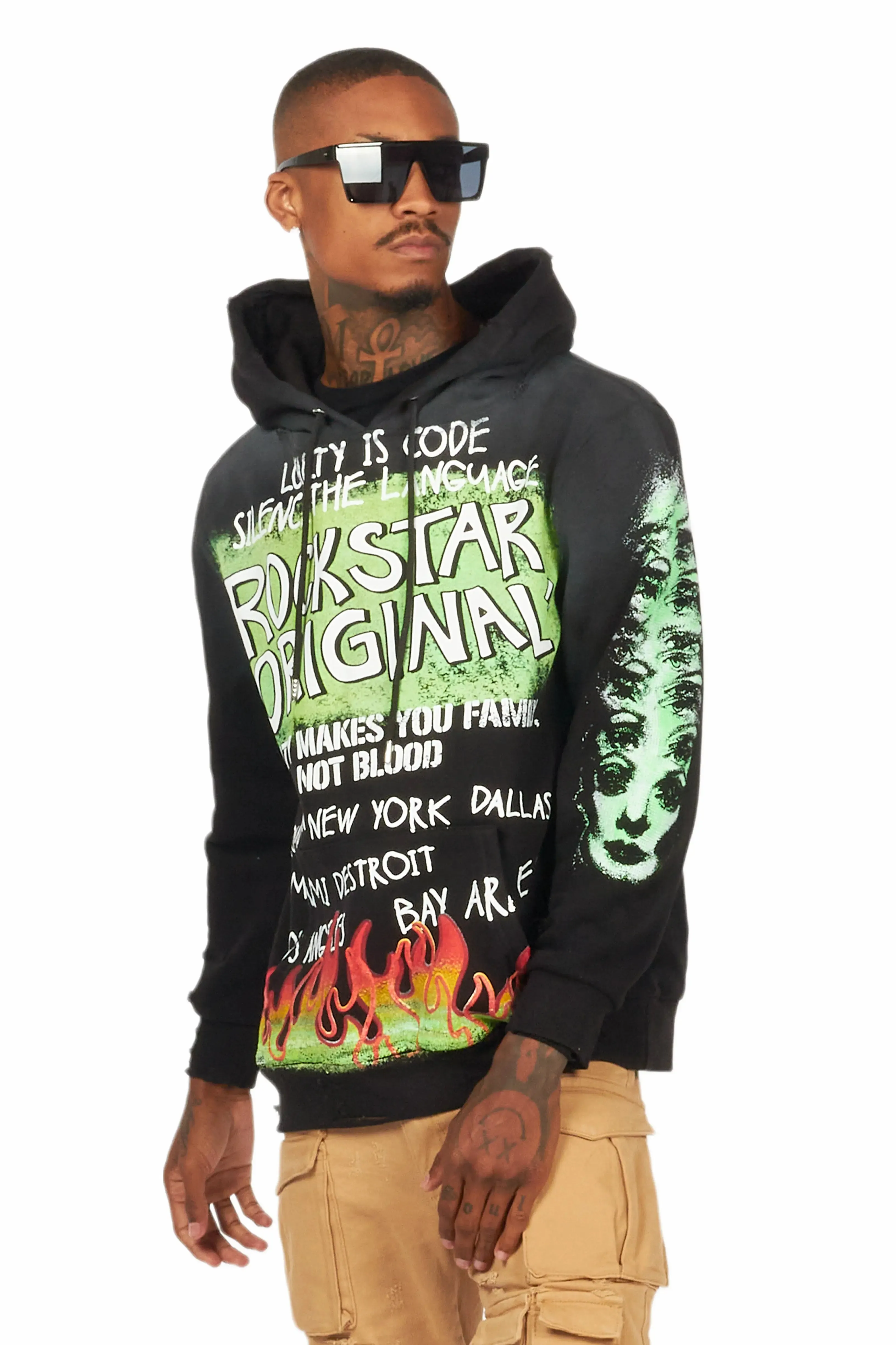 Beno Black Distressed Graphic Hoodie sold by Rockstar Original product image thumbnail 4